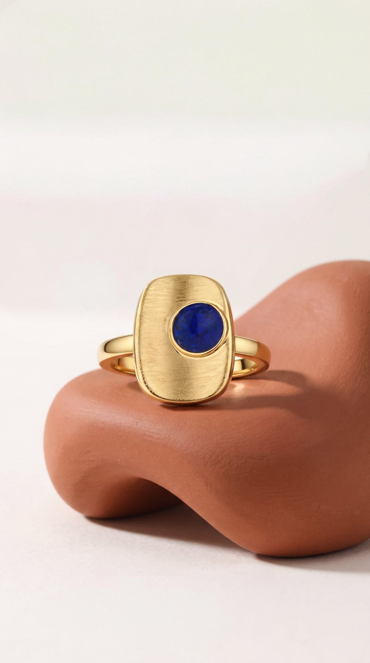 Cosmic Truth Ring | Gold Plated Recycled Brass Lapis Lazuli Ring – Natural Blue Gemstone