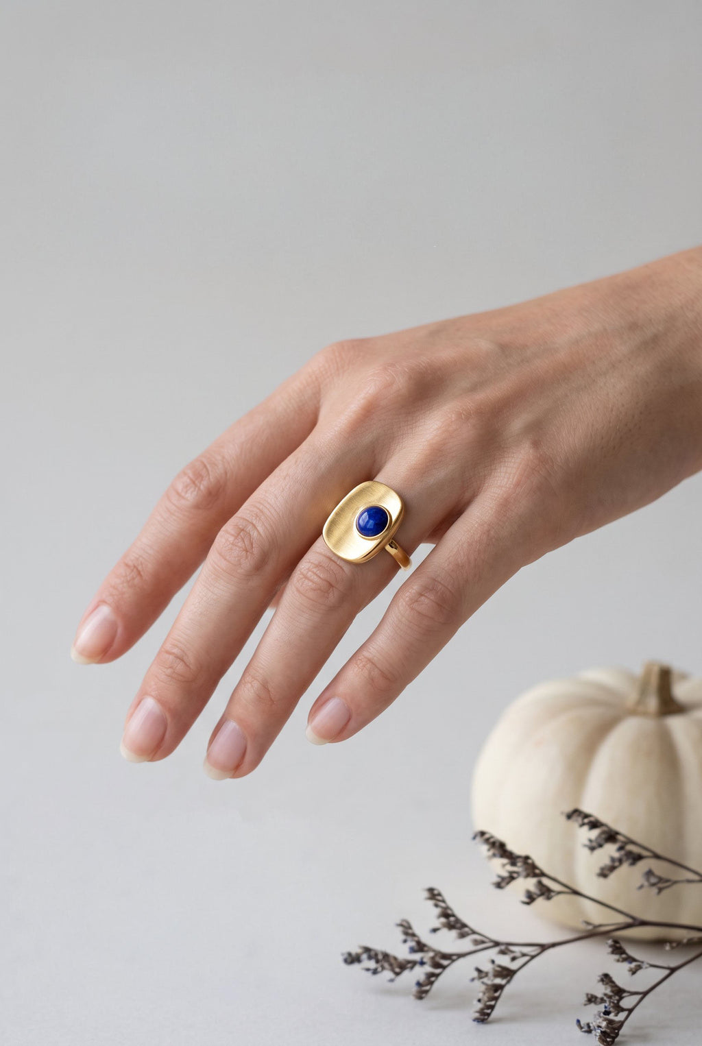 Cosmic Truth Ring | Gold Plated Recycled Brass Lapis Lazuli Ring – Natural Blue Gemstone