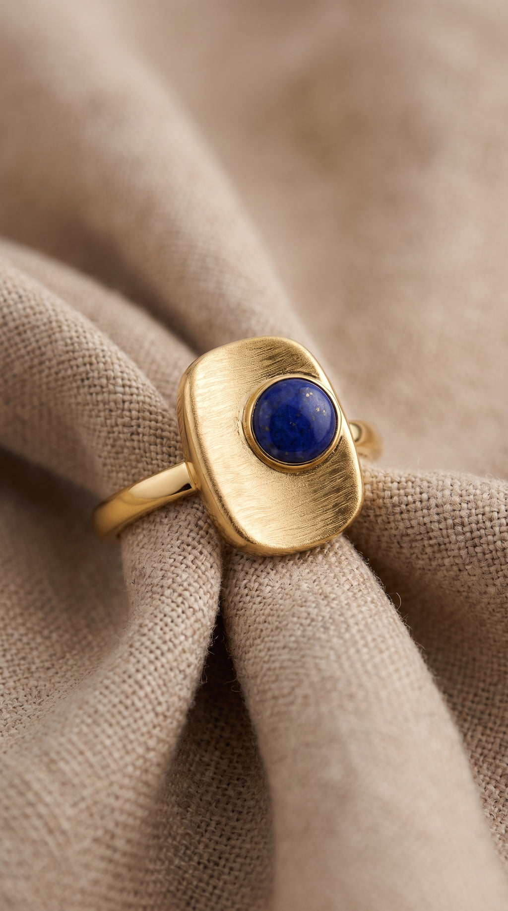 Cosmic Truth Ring | Gold Plated Recycled Brass Lapis Lazuli Ring – Natural Blue Gemstone