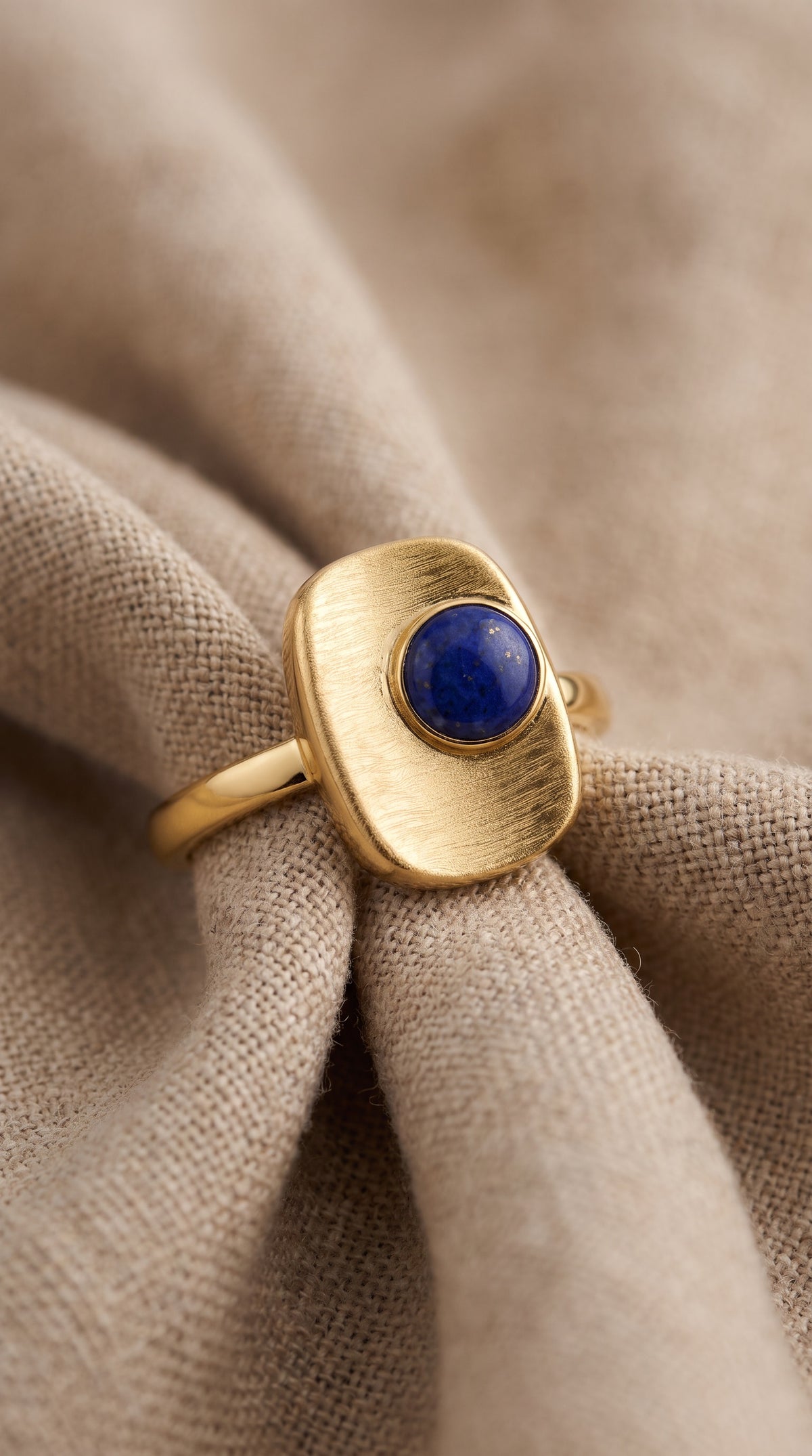 Cosmic Truth Ring | Gold Plated Recycled Brass Lapis Lazuli Ring – Natural Blue Gemstone