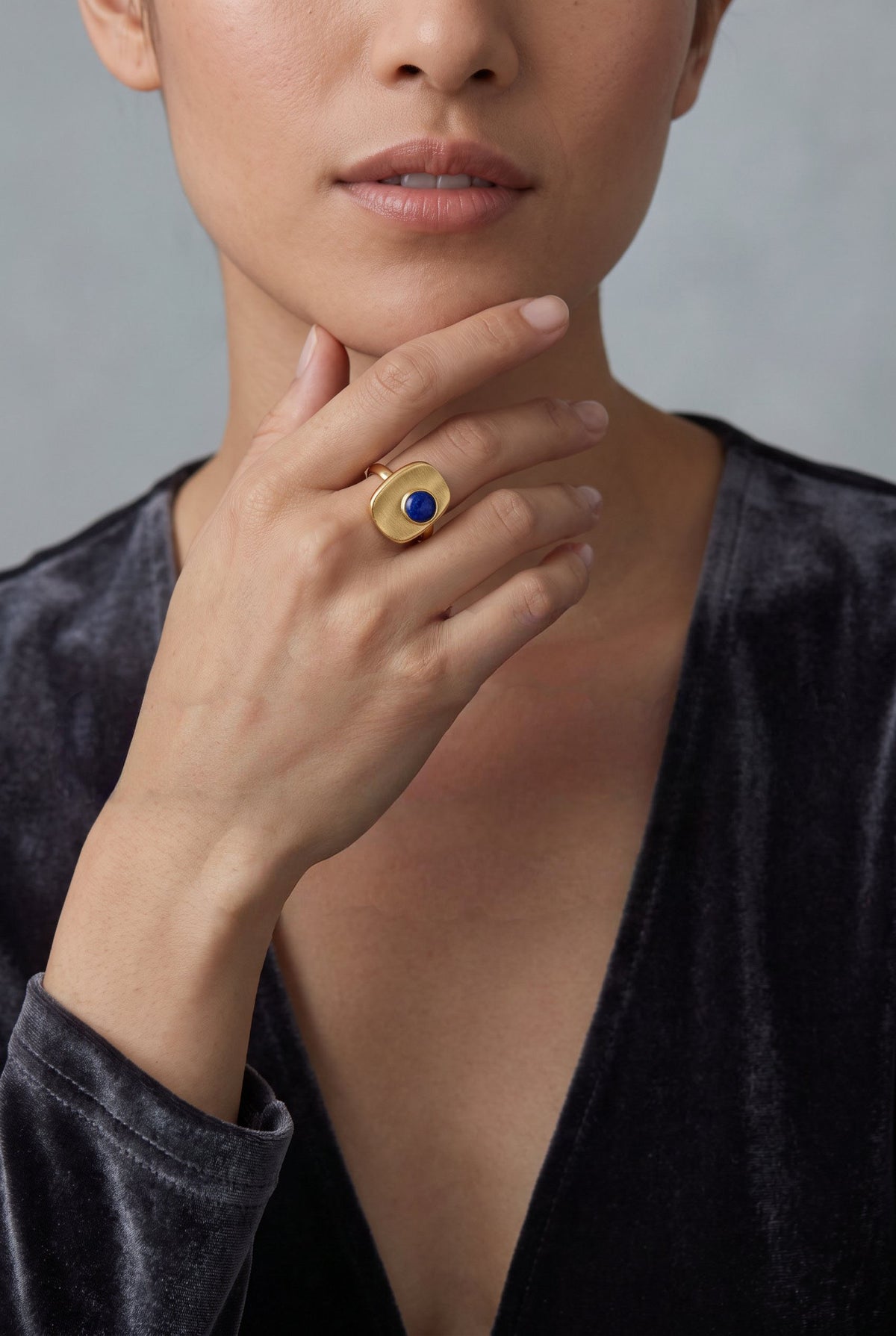 Cosmic Truth Ring | Gold Plated Recycled Brass Lapis Lazuli Ring – Natural Blue Gemstone