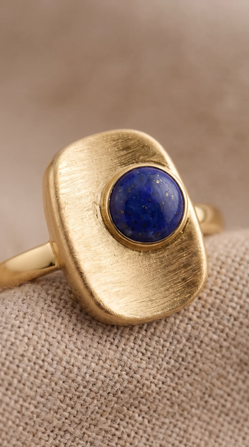 Cosmic Truth Ring | Gold Plated Recycled Brass Lapis Lazuli Ring – Natural Blue Gemstone