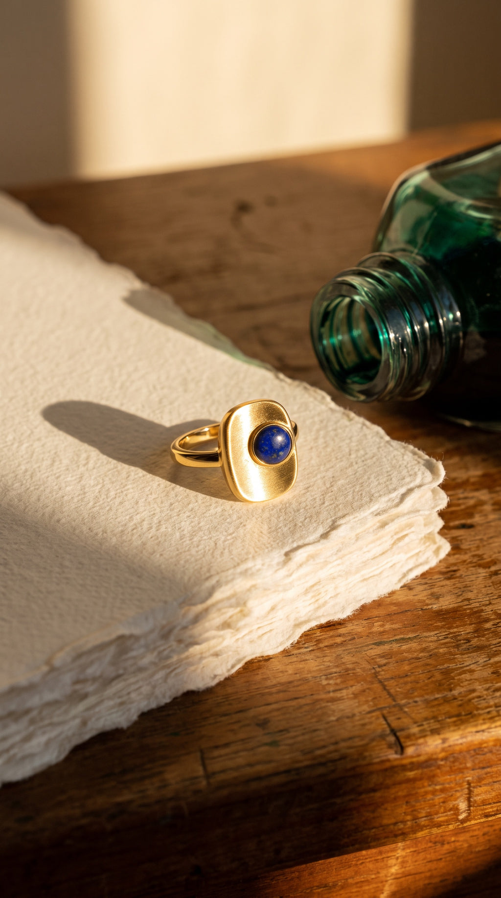 Cosmic Truth Ring | Gold Plated Recycled Brass Lapis Lazuli Ring – Natural Blue Gemstone