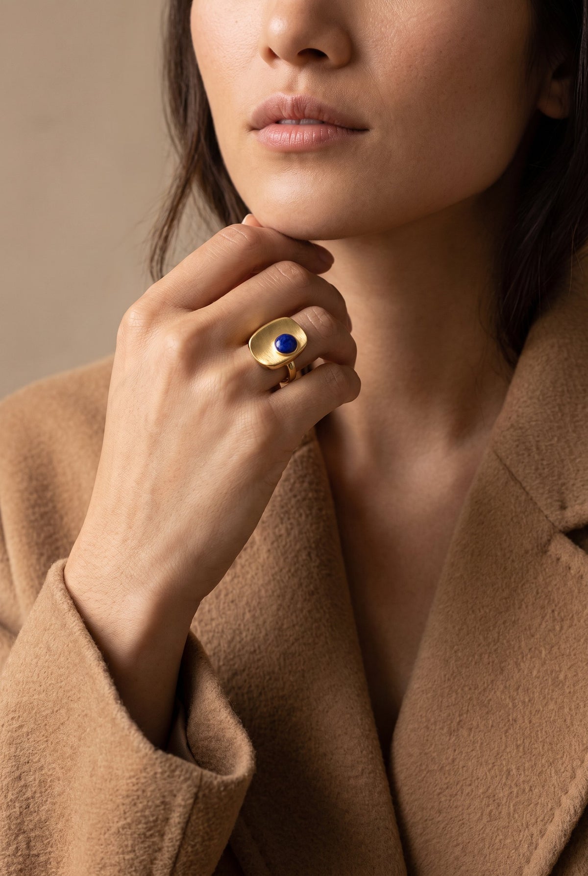 Cosmic Truth Ring | Gold Plated Recycled Brass Lapis Lazuli Ring – Natural Blue Gemstone