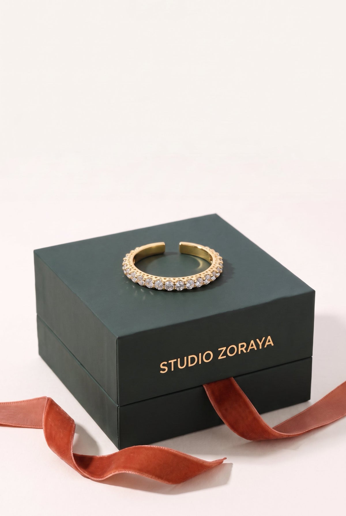 Eternal Spark Ring | 14K Gold Plated Recycled Eco-Brass Adjustable Band with Brilliant Zirconia Stones