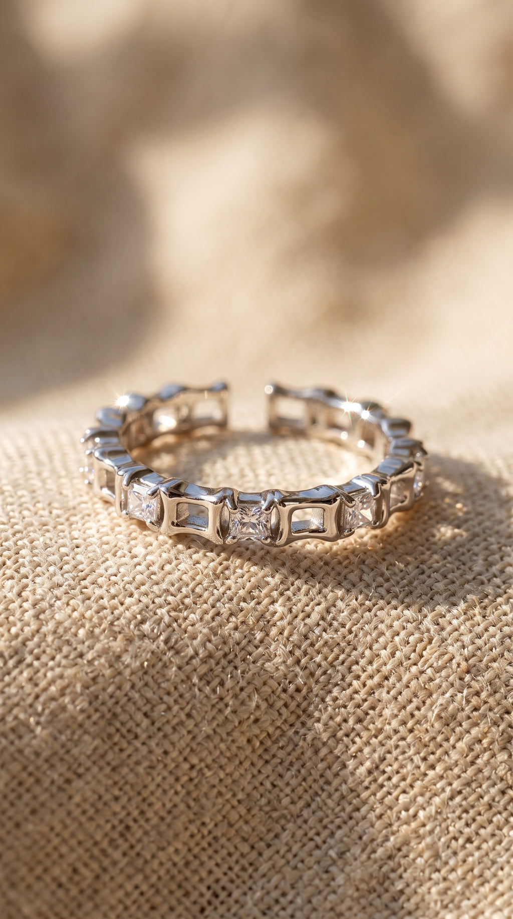 Geometric Luxe Ring | Gold Plated Recycled Brass with Cubic Zirconia Accents