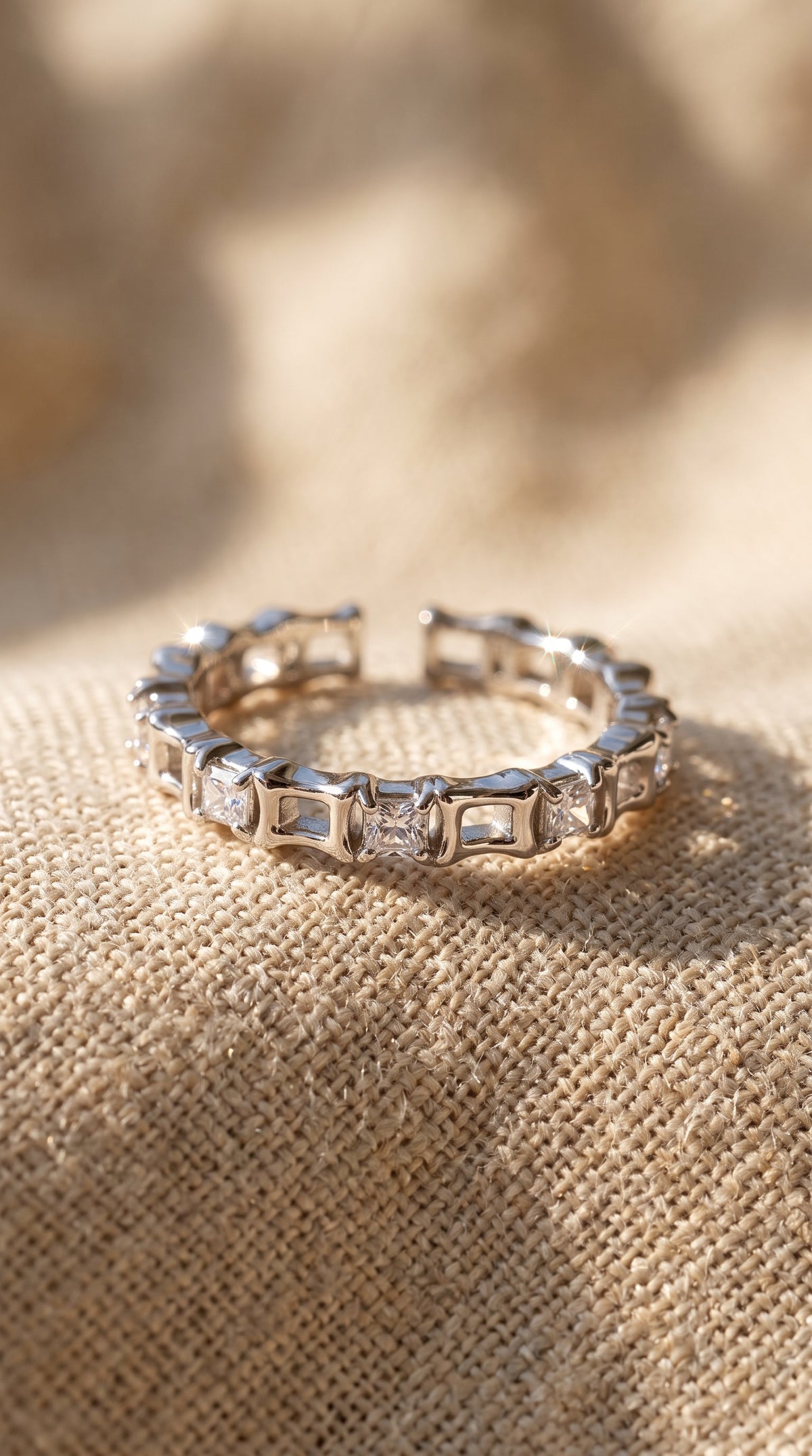 Geometric Luxe Ring | Gold Plated Recycled Brass with Cubic Zirconia Accents