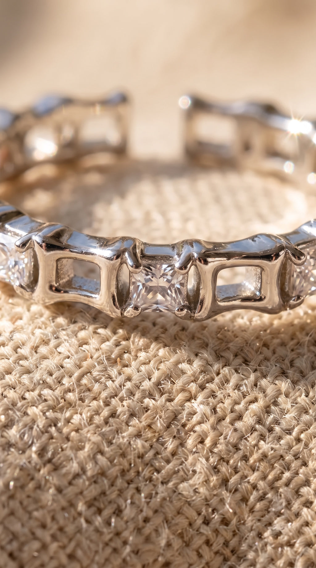 Geometric Luxe Ring | Gold Plated Recycled Brass with Cubic Zirconia Accents