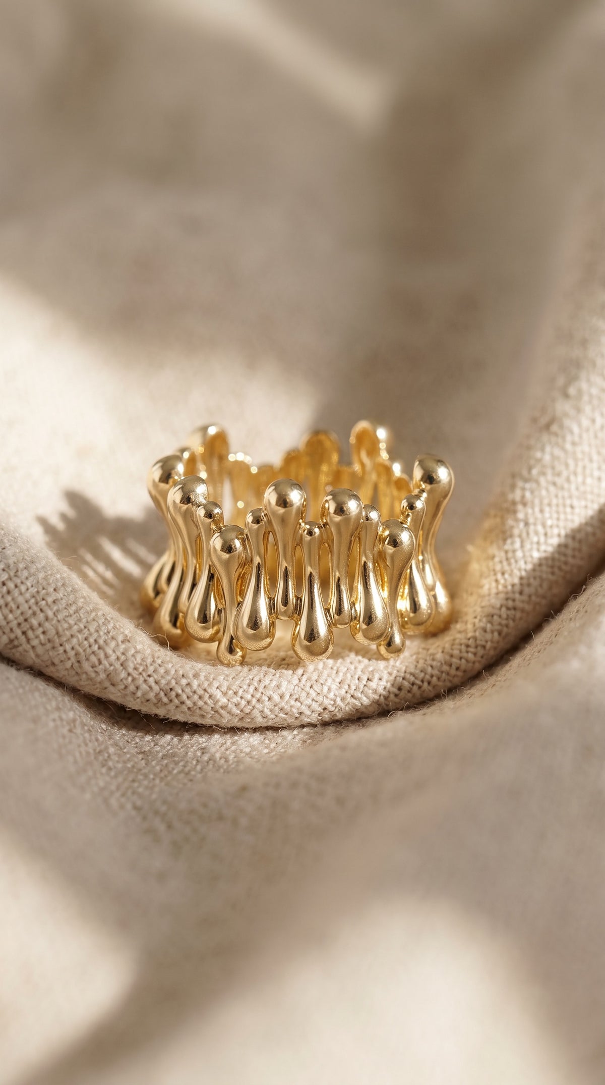 Golden Rope Sculpture Ring | Gold Plated Recycled Brass Ring