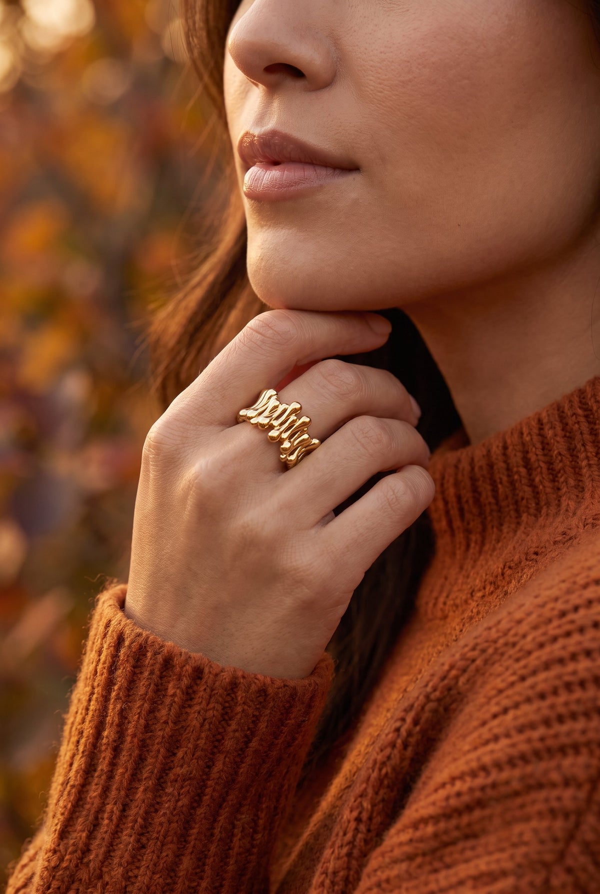 Golden Rope Sculpture Ring | Gold Plated Recycled Brass Ring