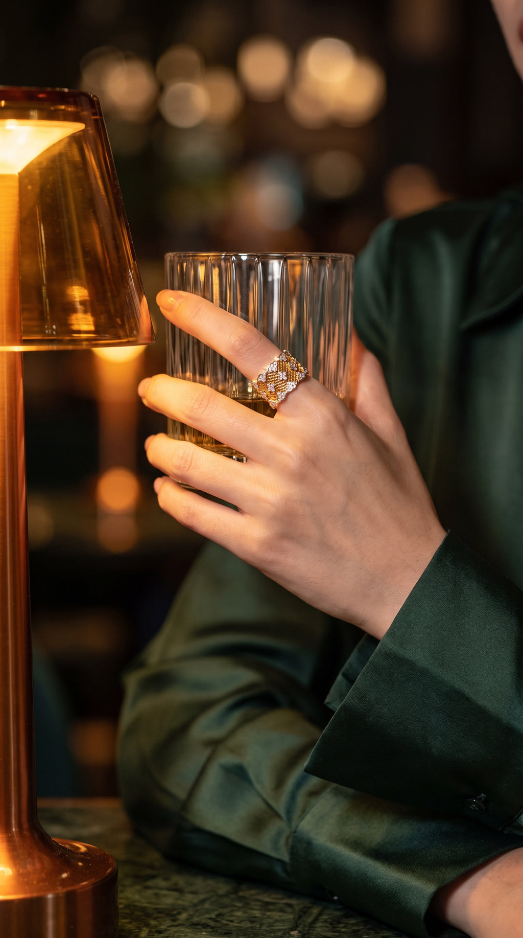 Honeycomb Crystal Power Ring | Gold Plated Recycled Brass with Cubic Zirconia