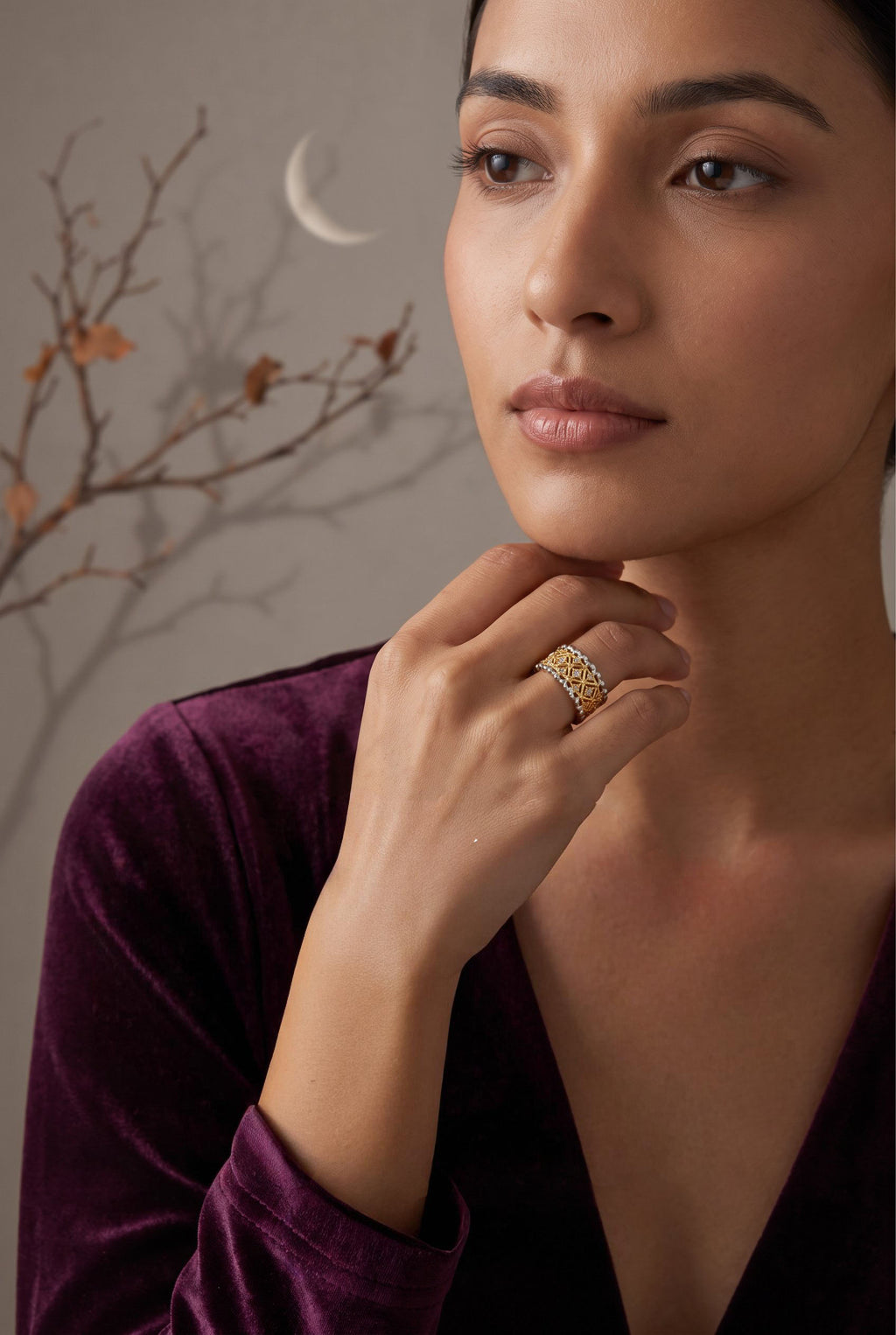 Honeycomb Crystal Power Ring | Gold Plated Recycled Brass with Cubic Zirconia
