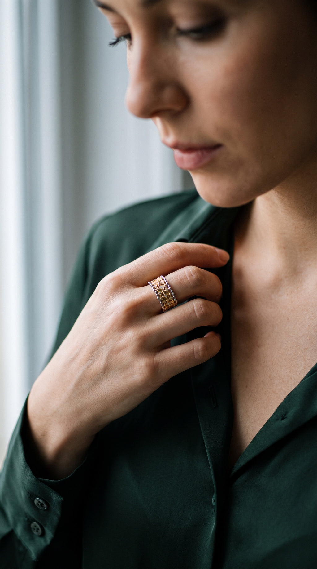 Lattice Luxe Ring | Gold Plated Recycled Brass with Cubic Zirconia