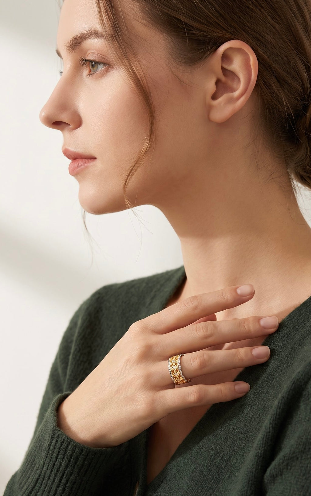 Lattice Luxe Ring | Gold Plated Recycled Brass with Cubic Zirconia