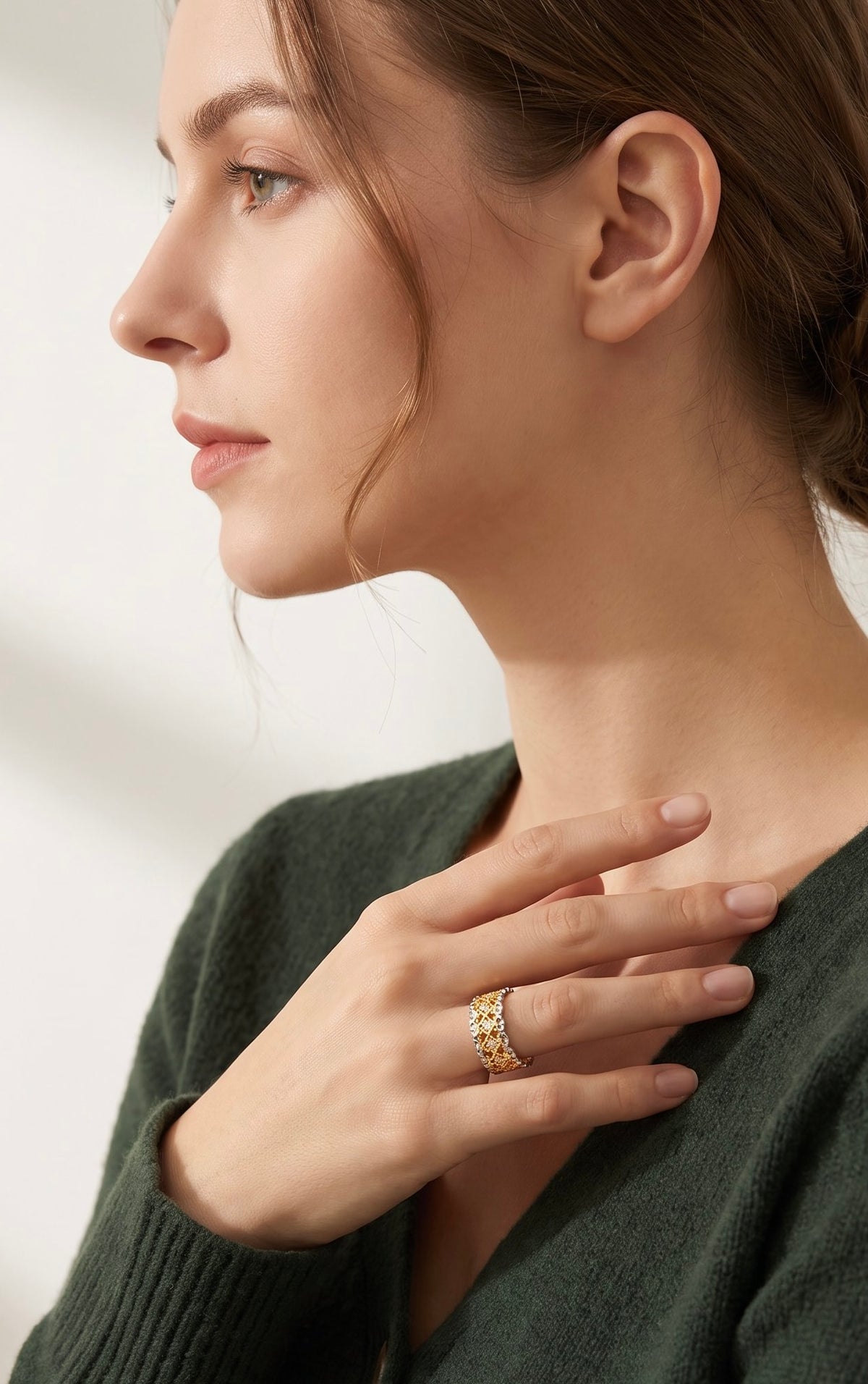 Lattice Luxe Ring | Gold Plated Recycled Brass with Cubic Zirconia