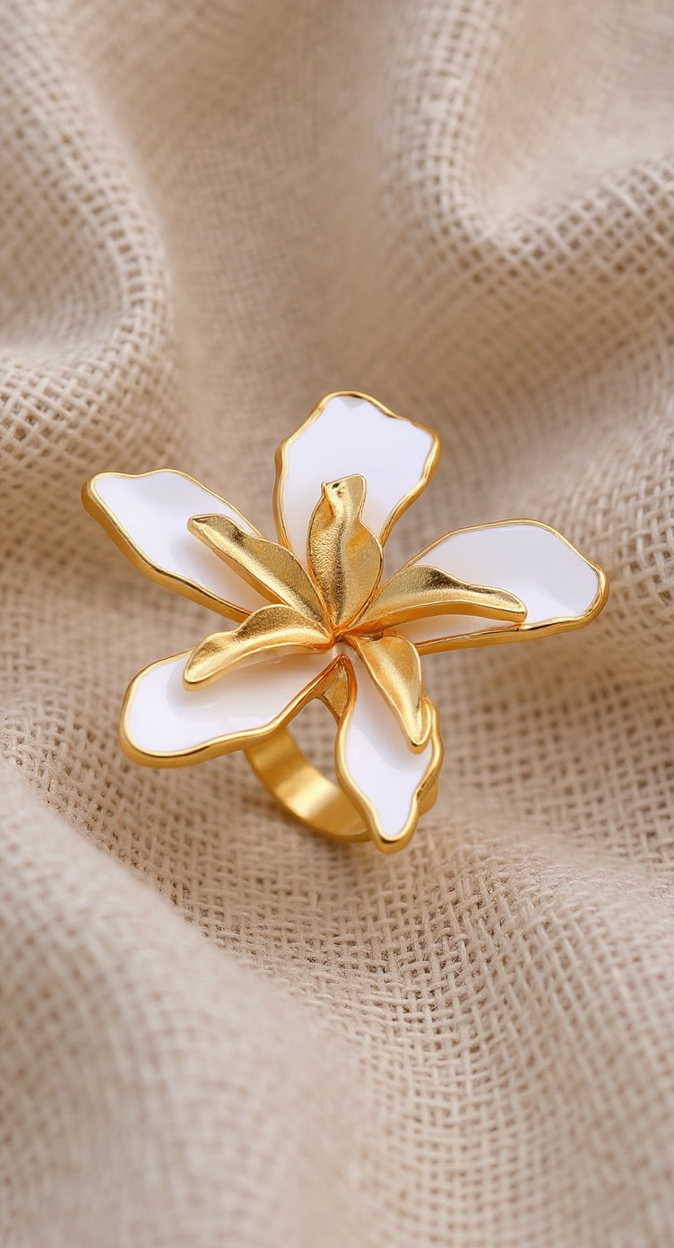 Lily Bloom Statement Ring | Gold Plated Recycled Brass Floral Ring
