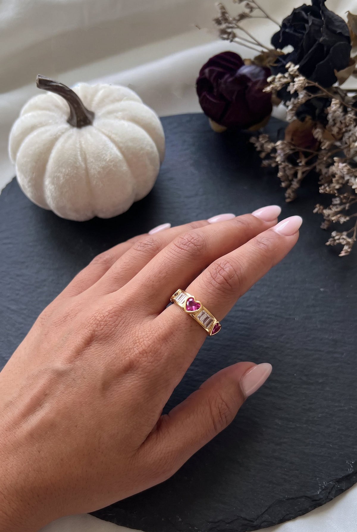 Love + Logic Ring | Gold Plated Recycled Brass with Cubic Zirconia