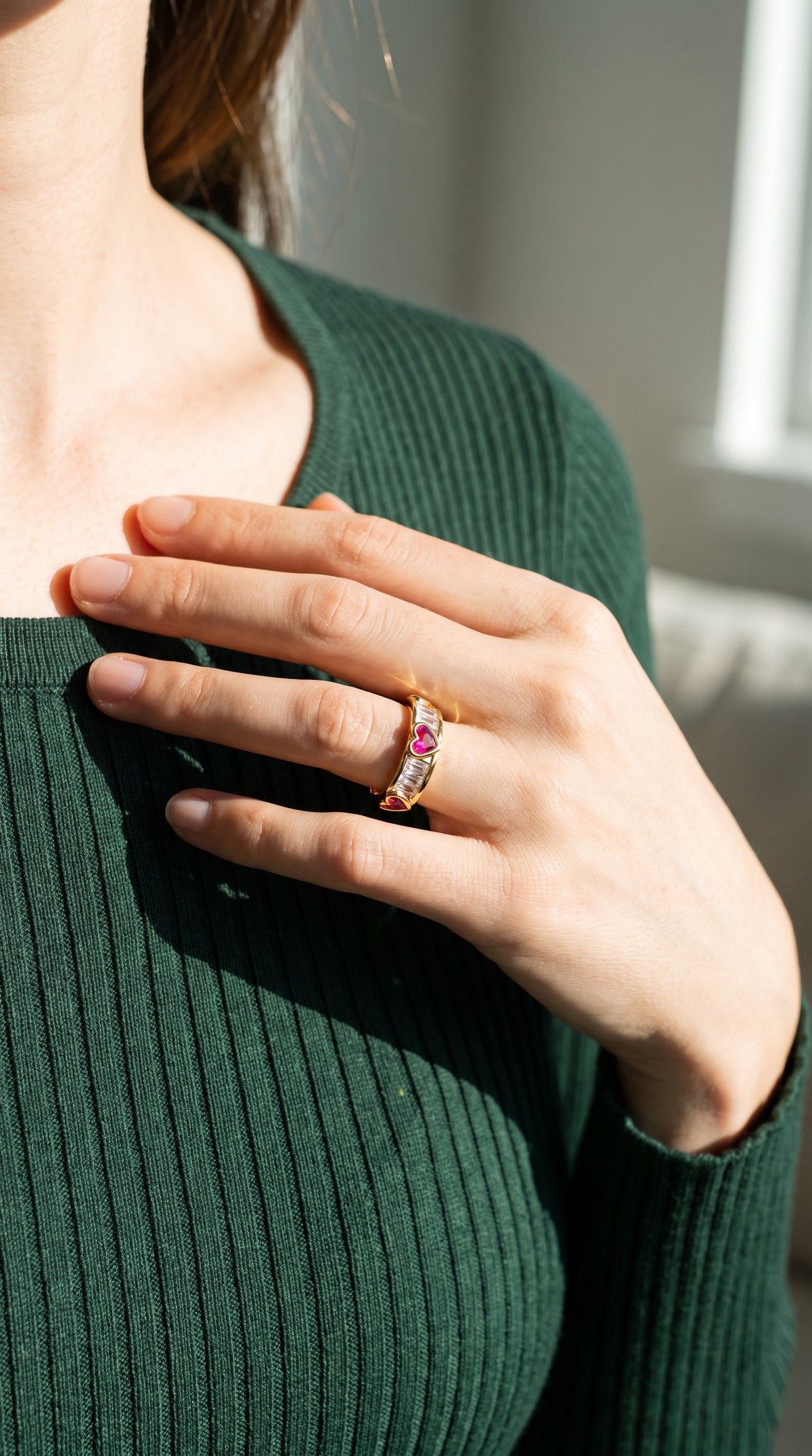 Love + Logic Ring | Gold Plated Recycled Brass with Cubic Zirconia