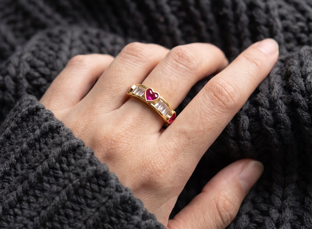 Love + Logic Ring | Gold Plated Recycled Brass with Cubic Zirconia