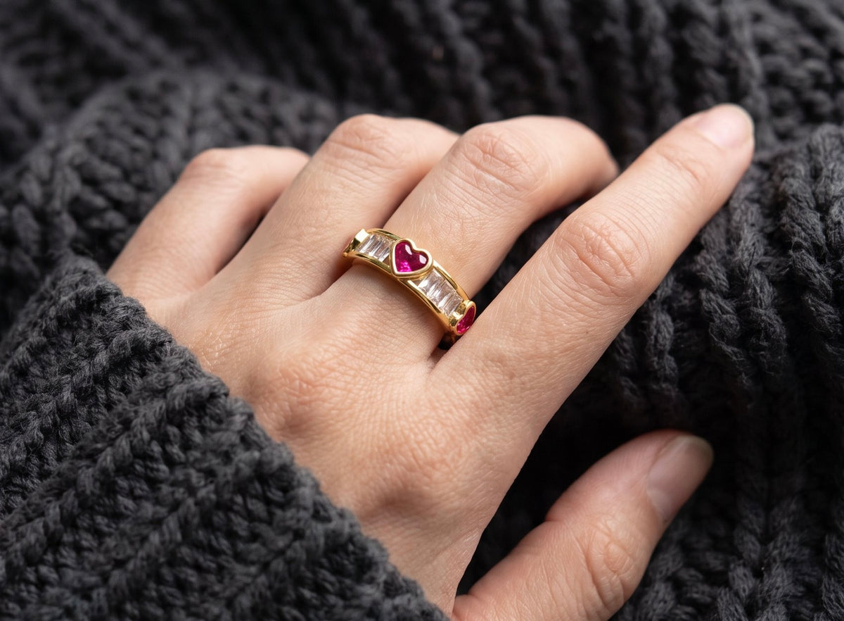 Love + Logic Ring | Gold Plated Recycled Brass with Cubic Zirconia