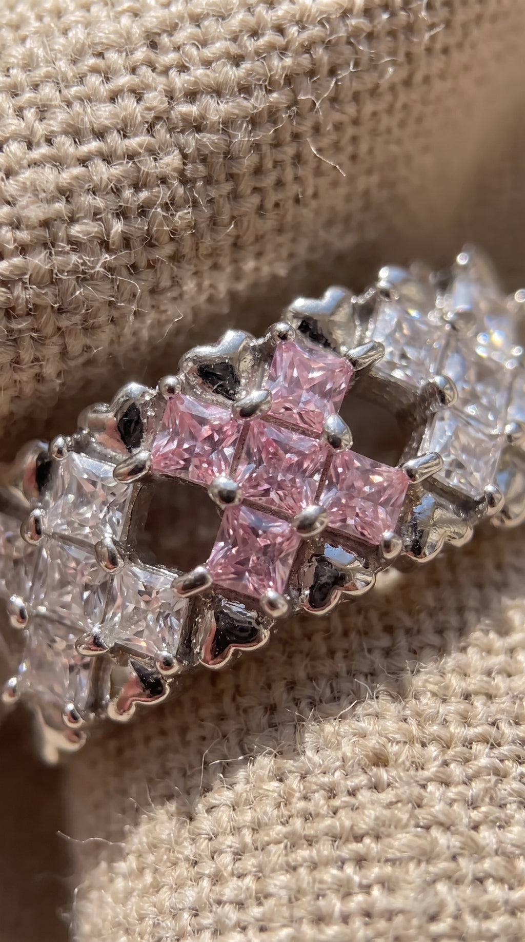 Pixel Dream Ring | White Gold Plated Recycled Brass with Cubic Zirconia
