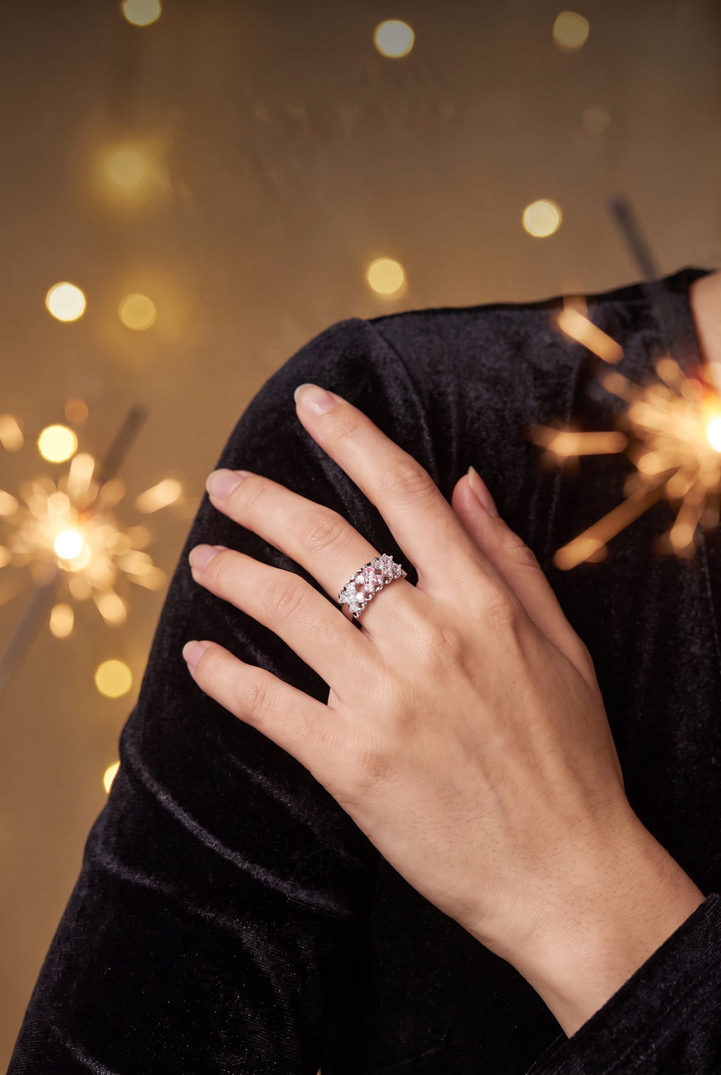 Pixel Dream Ring | White Gold Plated Recycled Brass with Cubic Zirconia