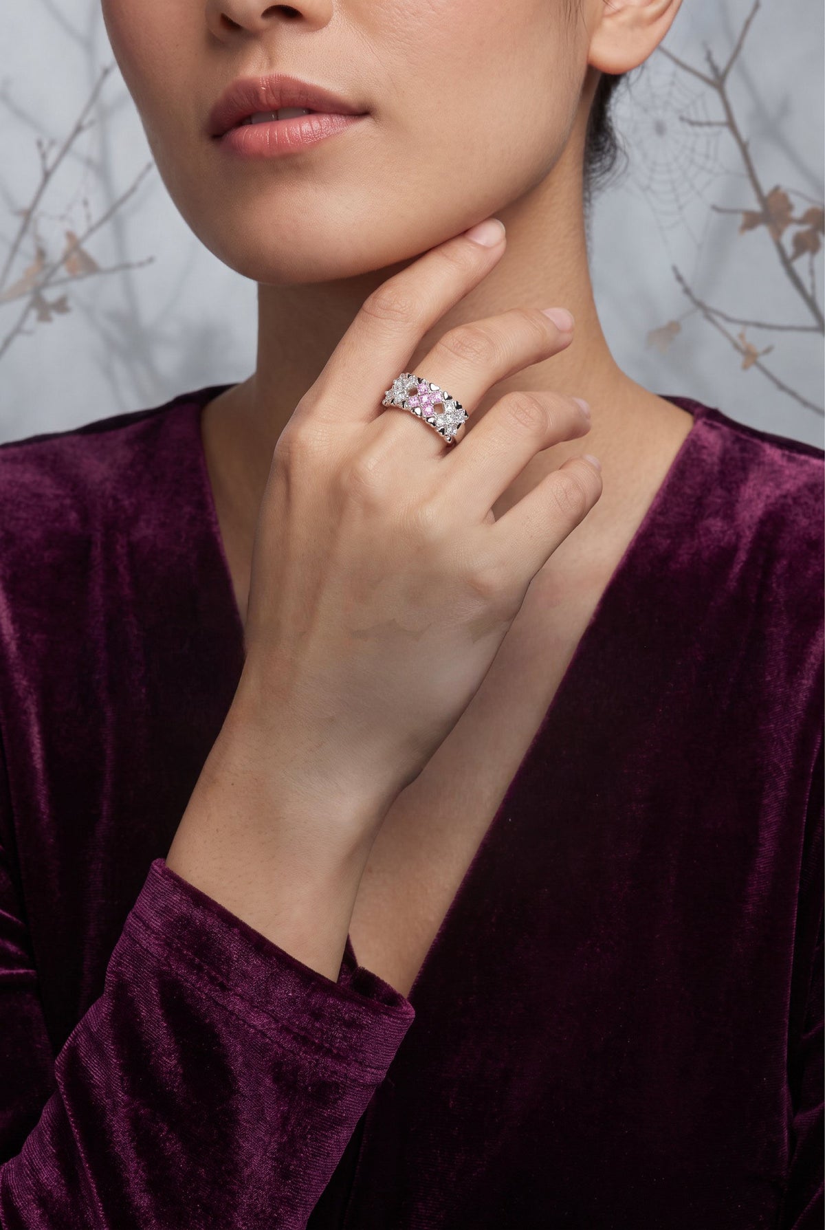 Pixel Dream Ring | White Gold Plated Recycled Brass with Cubic Zirconia