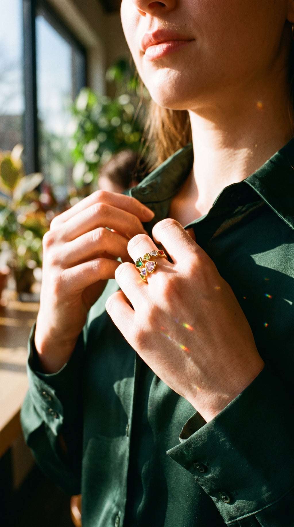 Rainbow Hearts Ring | Waterproof Gold Plated Stainless Steel Ring with Cubic Zirconia
