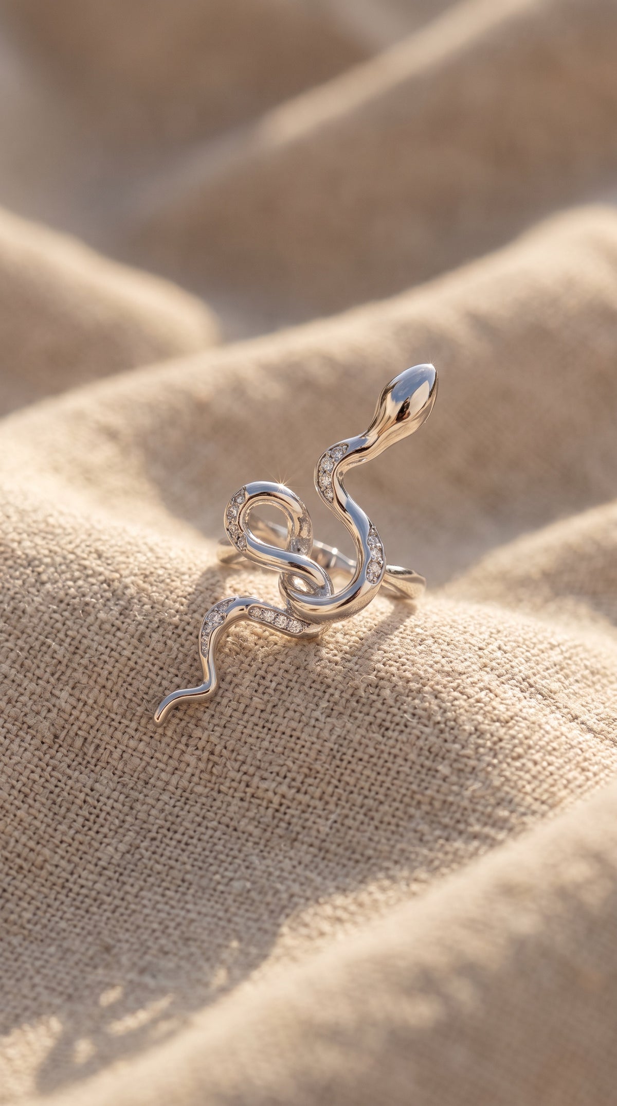 Serpent Flow Ring | Gold Plated Recycled Brass Serpent Wrap Statement Band