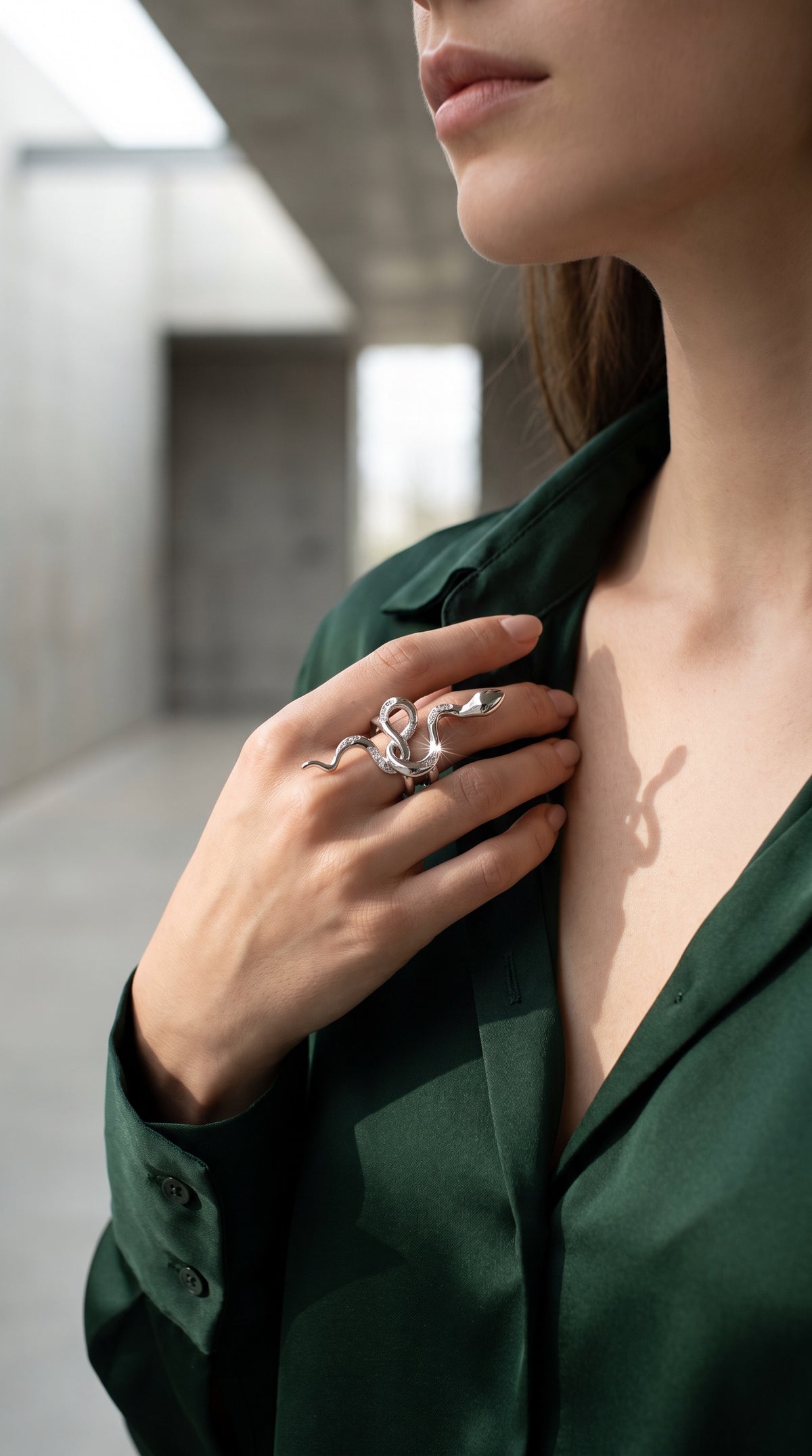 Serpent Flow Ring | Gold Plated Recycled Brass Serpent Wrap Statement Band