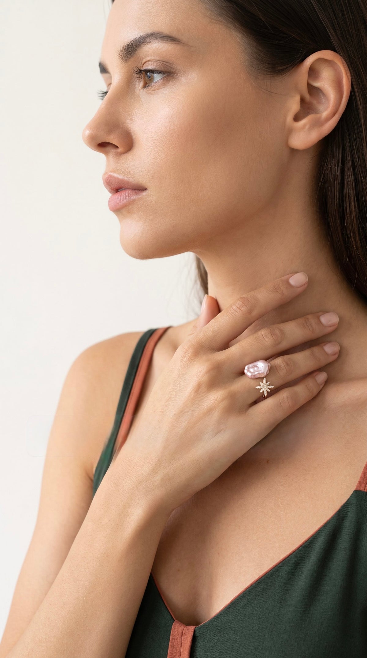Starlit Pearl Dreams Ring | Gold Plated Recycled Brass with Natural Freshwater Pearl