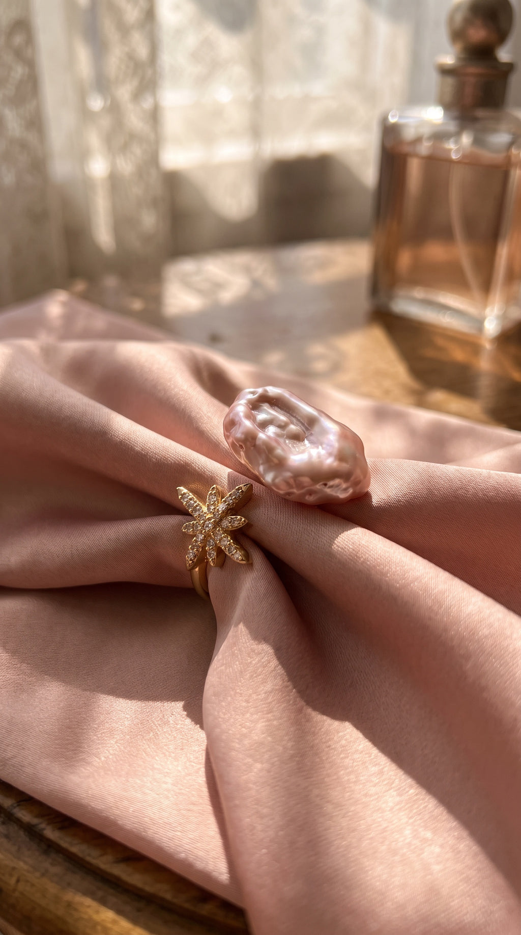 Starlit Pearl Dreams Ring | Gold Plated Recycled Brass with Natural Freshwater Pearl
