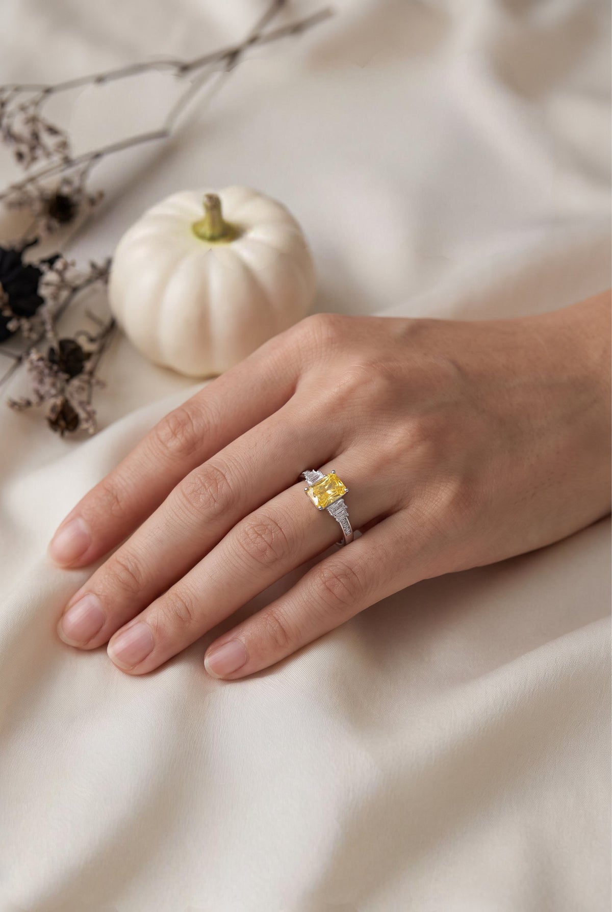 Sunset Sovereign Moissanite Ring | 925 Sterling Silver with Brilliant Cut Moissanite