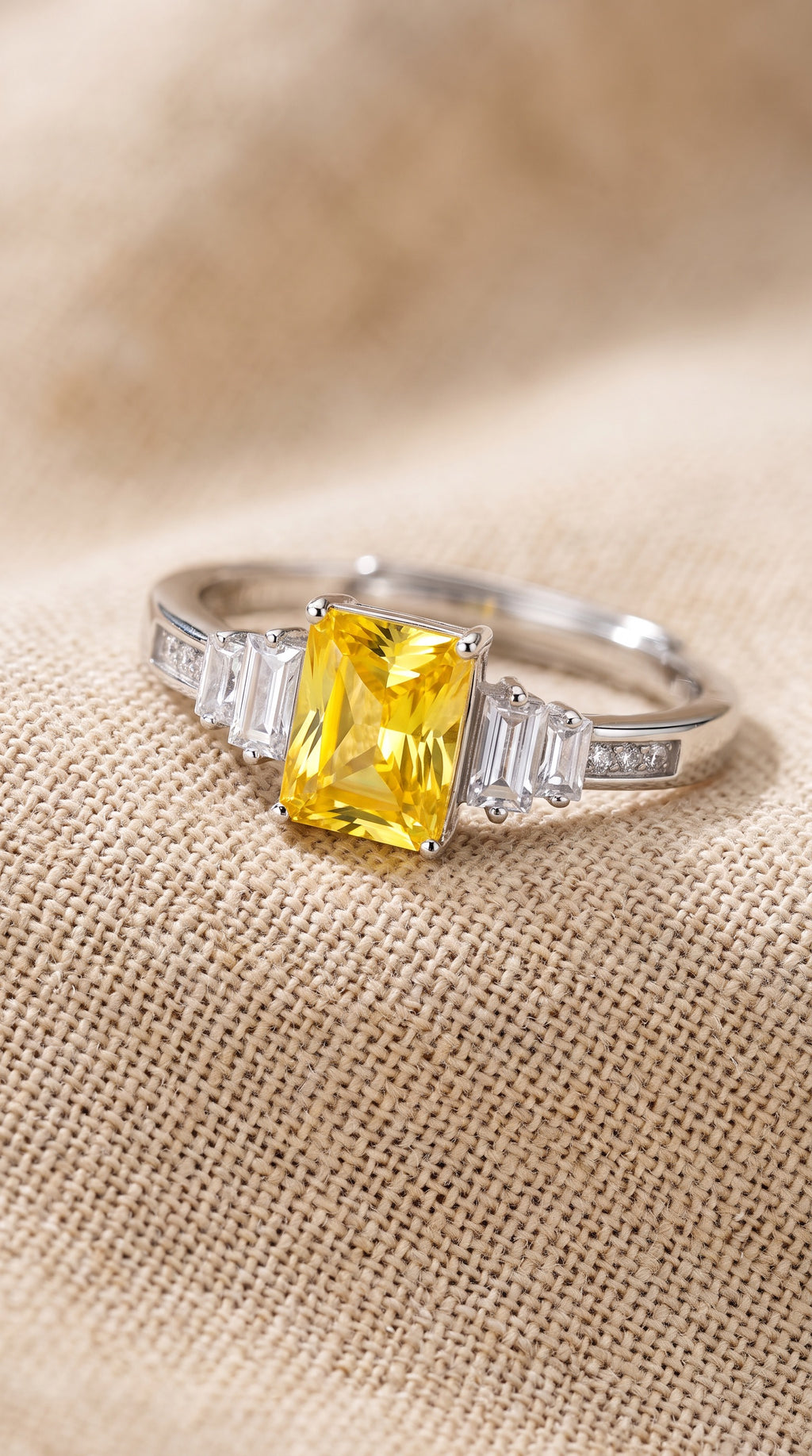 Sunset Sovereign Moissanite Ring | 925 Sterling Silver with Brilliant Cut Moissanite