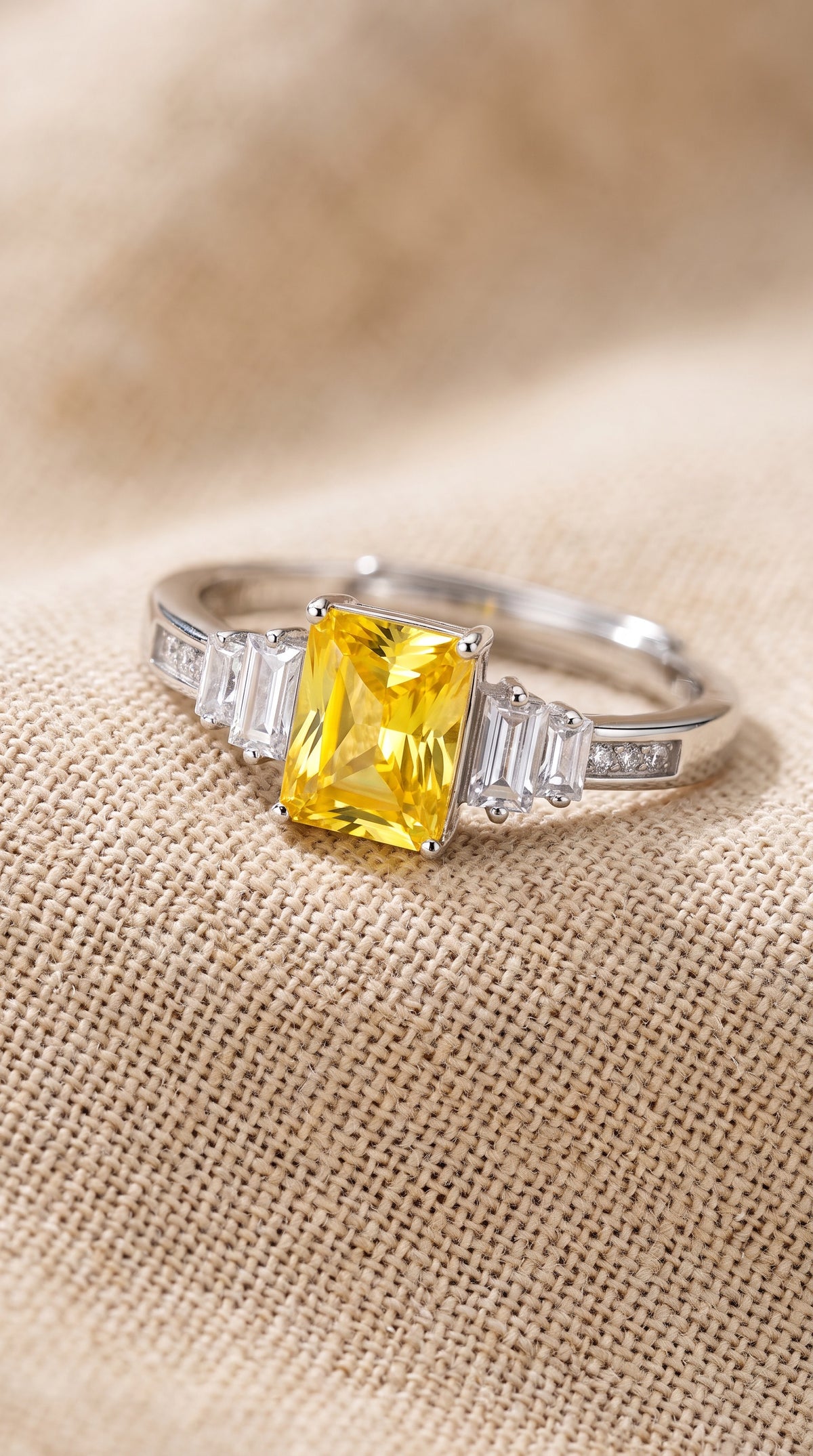 Sunset Sovereign Moissanite Ring | 925 Sterling Silver with Brilliant Cut Moissanite