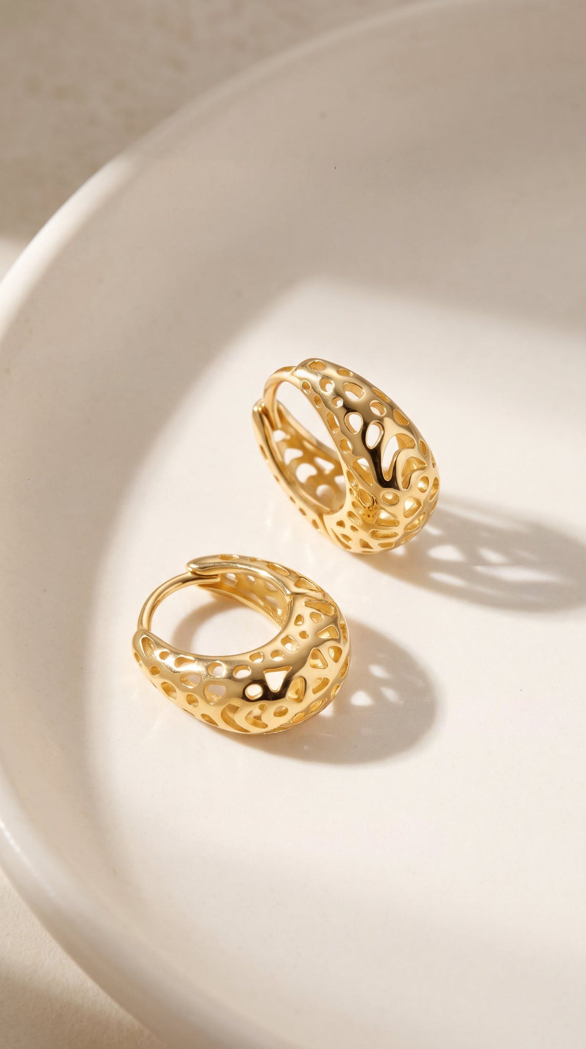 Honeycomb Dream Hoops | Gold-Plated Cutout Geometric Hoops