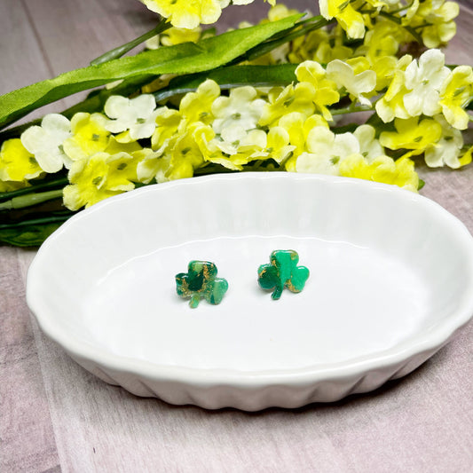 Shamrock Mini Stud Earrings, Spring Flowers, St Patrick’s, Polymer Clay Earrings, Hypoallergenic, Lightweight, Great Friend Gift, Minimalist