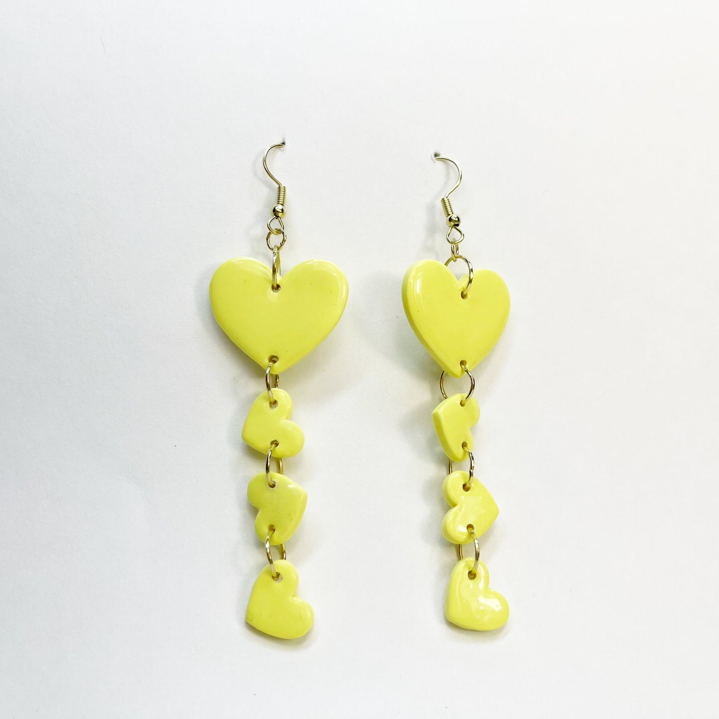 Sunshine Hearts Dangle Earrings, Valentine's and Galentine’s Day, Polymer Clay Earrings, Hypoallergenic, Lightweight, Great Gift For Friends