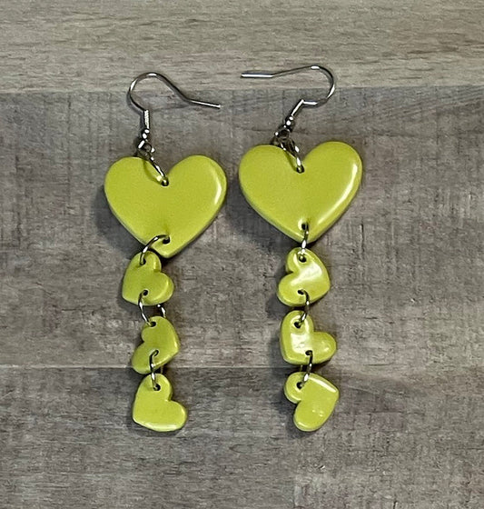 Margarita Hearts Dangle Earrings, Valentine's and Galentine’s Day, Polymer Clay Earrings, Hypoallergenic, Lightweight, Great Friend Gift