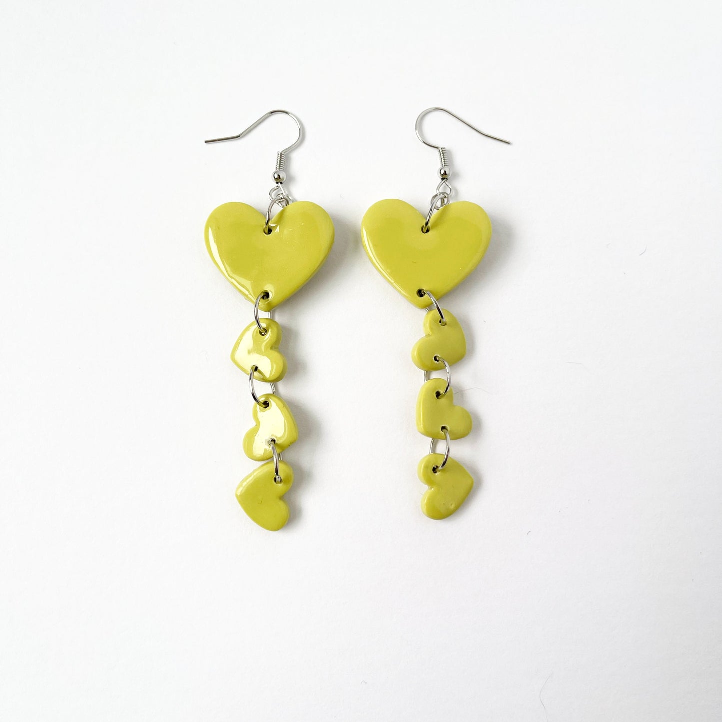 Margarita Hearts Dangle Earrings, Valentine's and Galentine’s Day, Polymer Clay Earrings, Hypoallergenic, Lightweight, Great Friend Gift