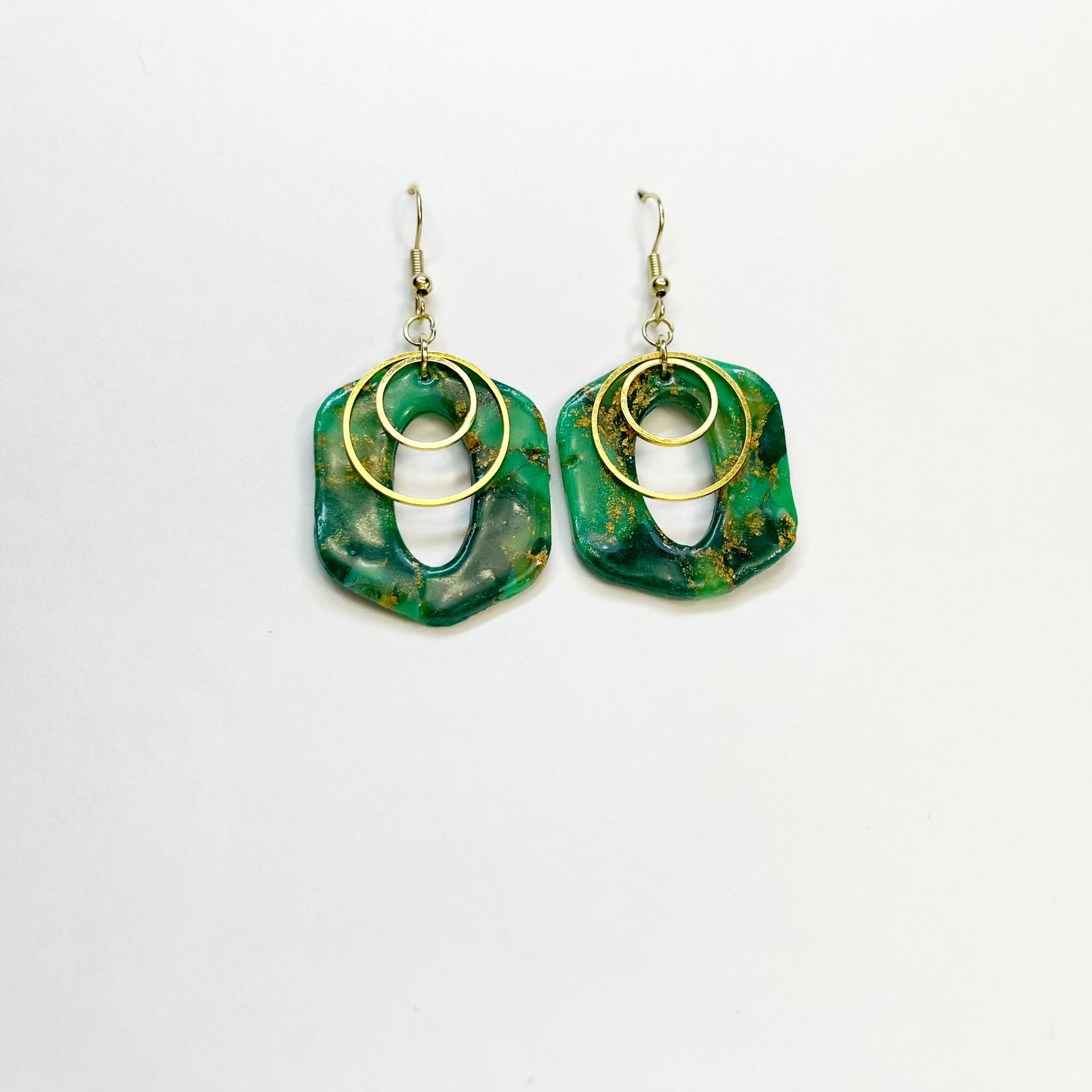 Faux Emerald Oval Dangle Earrings, Statement Earrings, Polymer Clay Earrings, Hypoallergenic, Lightweight, Great Gift for Mom or Friends