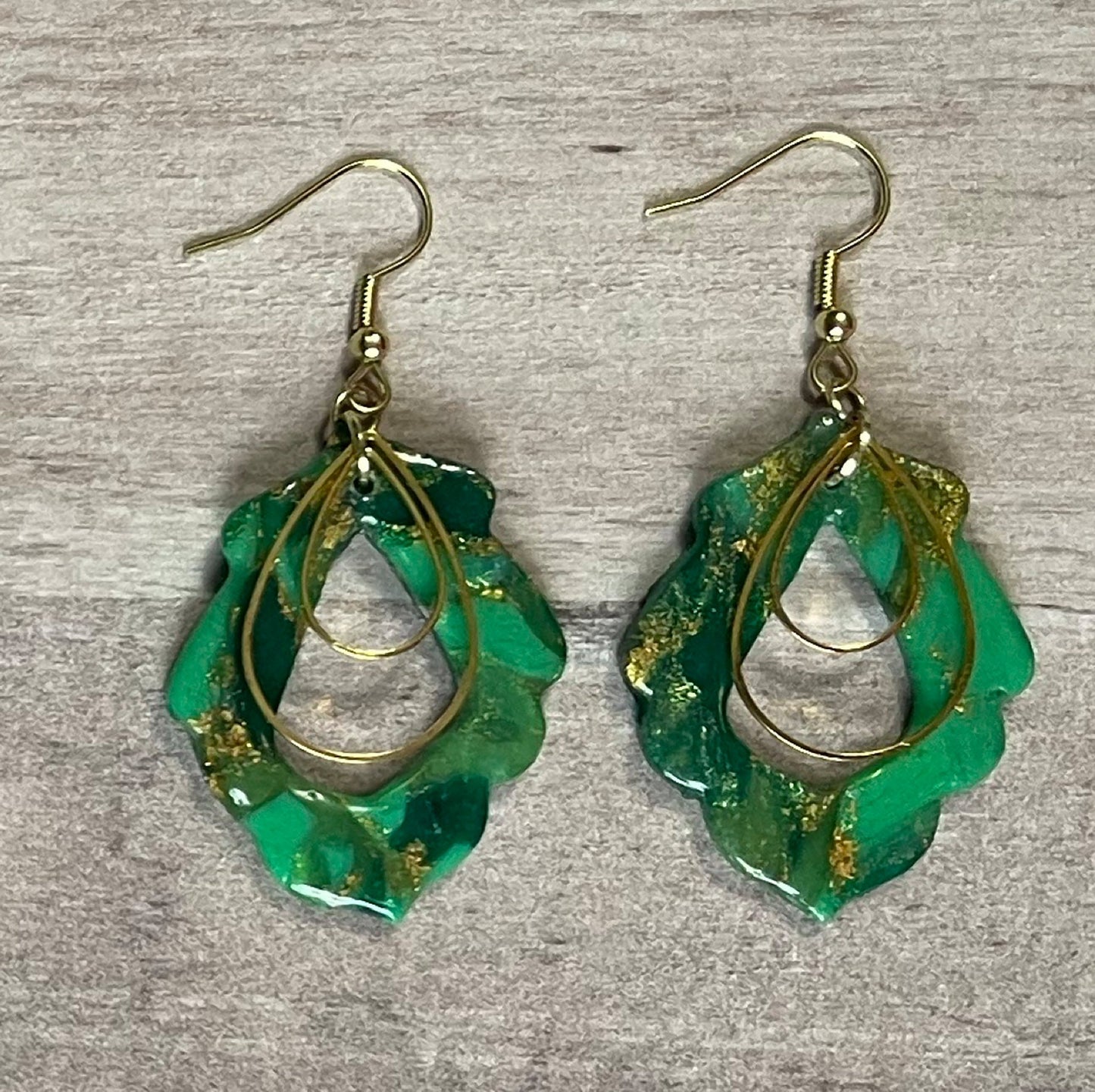 Faux Emerald Teardrop Dangle Earrings, Statement Earrings, Polymer Clay Earrings, Hypoallergenic, Lightweight, Great Gift for Mom or Friends