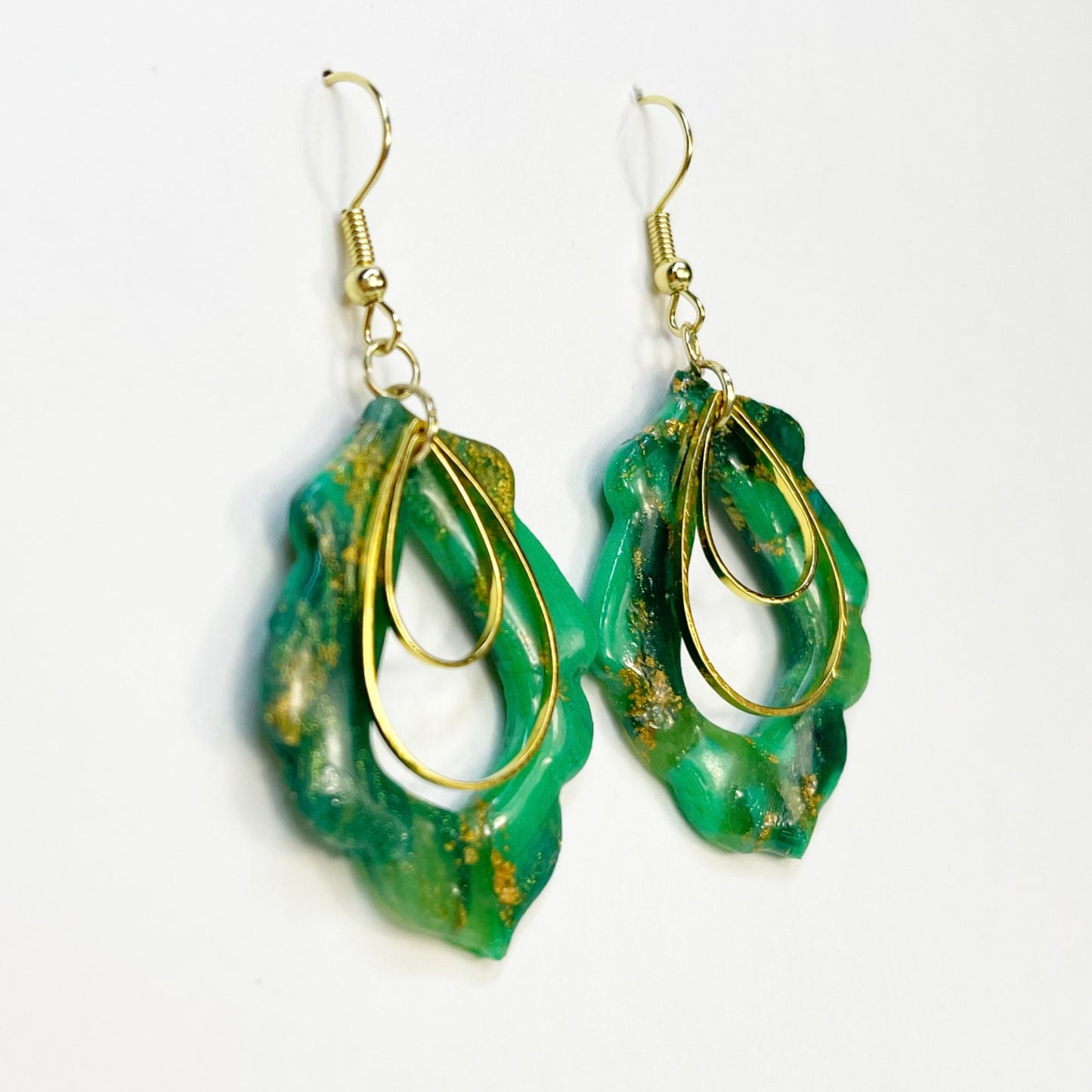 Faux Emerald Teardrop Dangle Earrings, Statement Earrings, Polymer Clay Earrings, Hypoallergenic, Lightweight, Great Gift for Mom or Friends