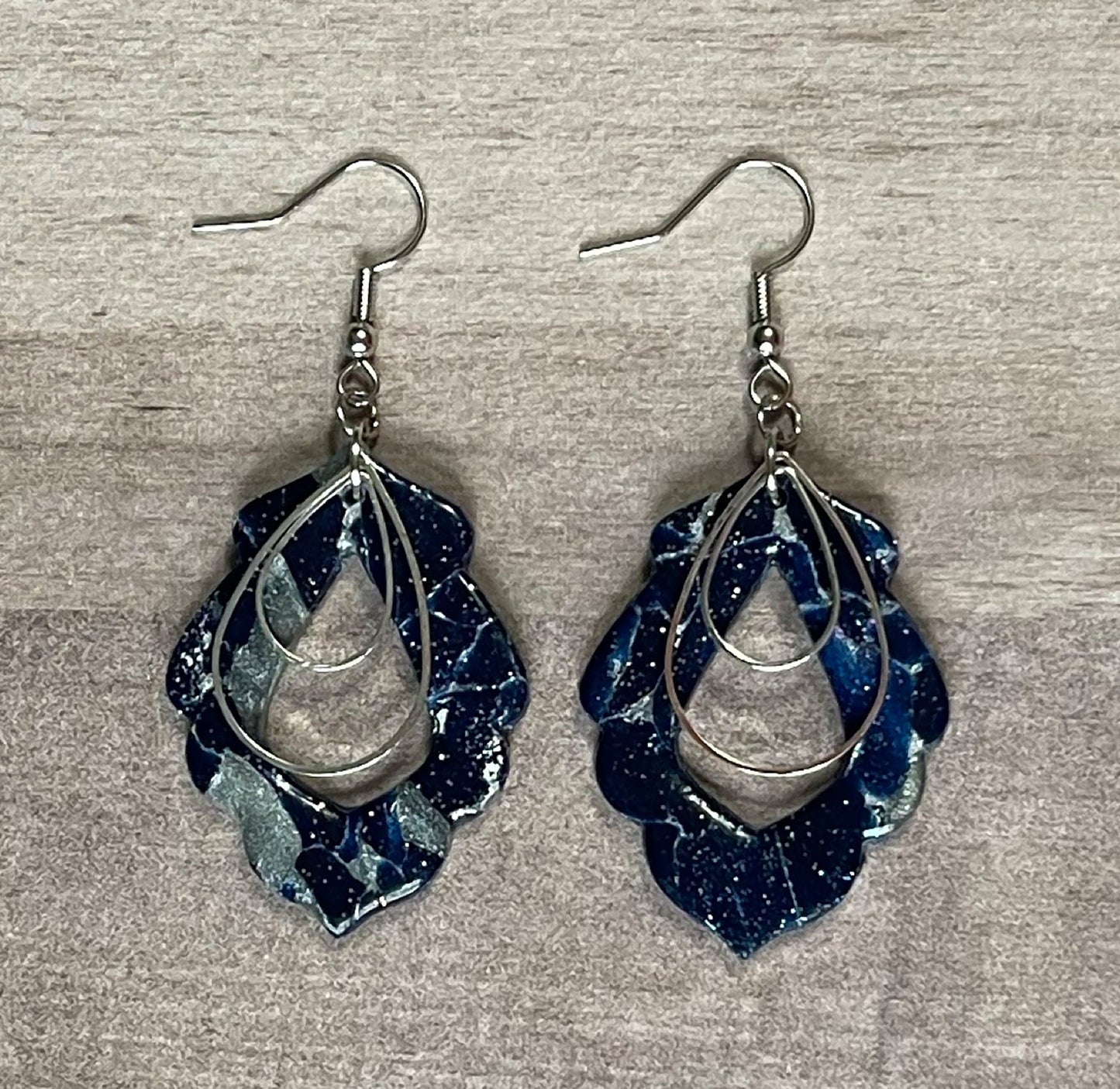 Faux Sapphire Teardrop Dangle Earrings, Statement Earrings, Polymer Clay Earrings, Hypoallergenic, Lightweight, Great Gift for Mom or Friend