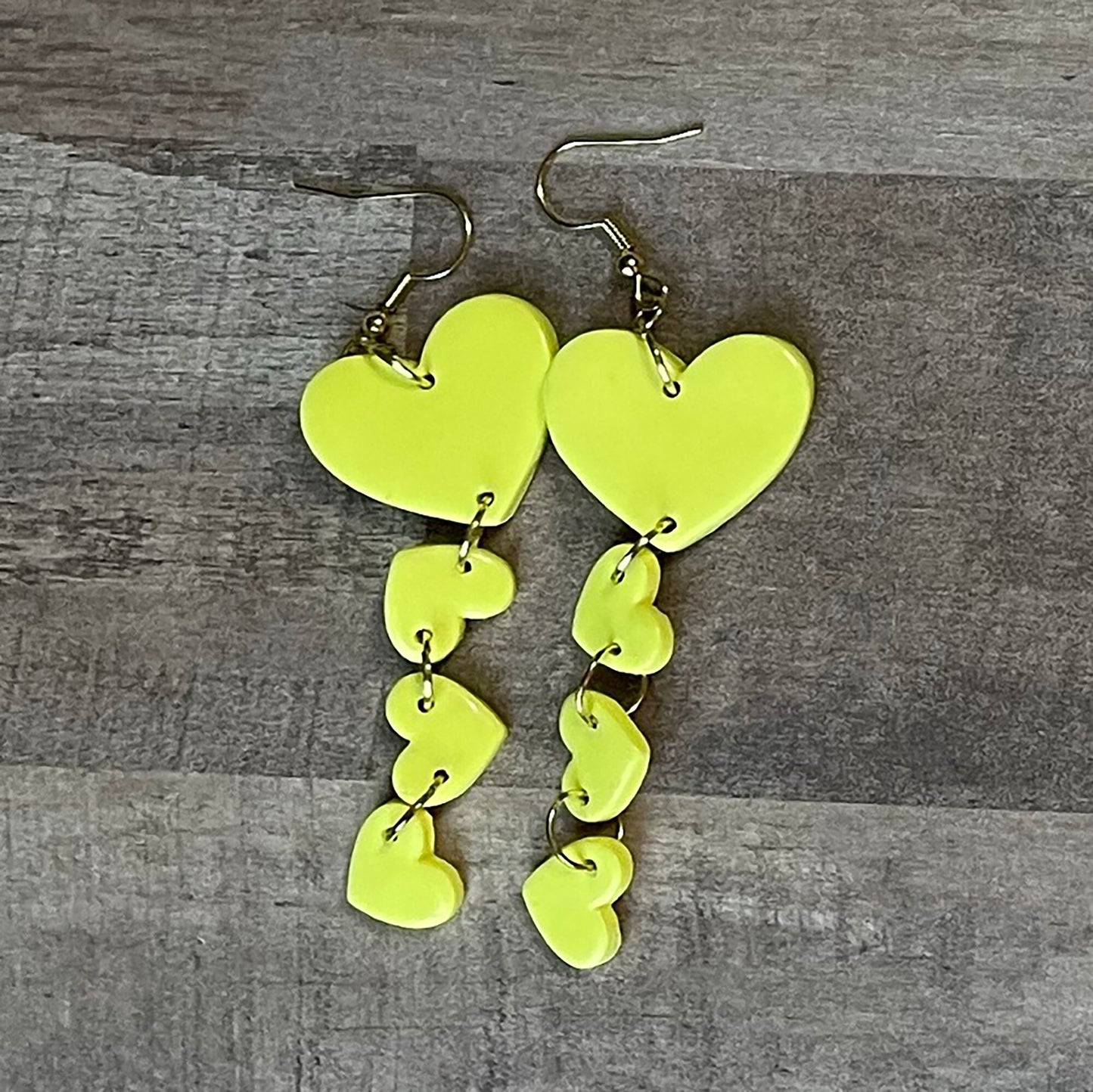 Sunshine Hearts Dangle Earrings, Valentine's and Galentine’s Day, Polymer Clay Earrings, Hypoallergenic, Lightweight, Great Gift For Friends