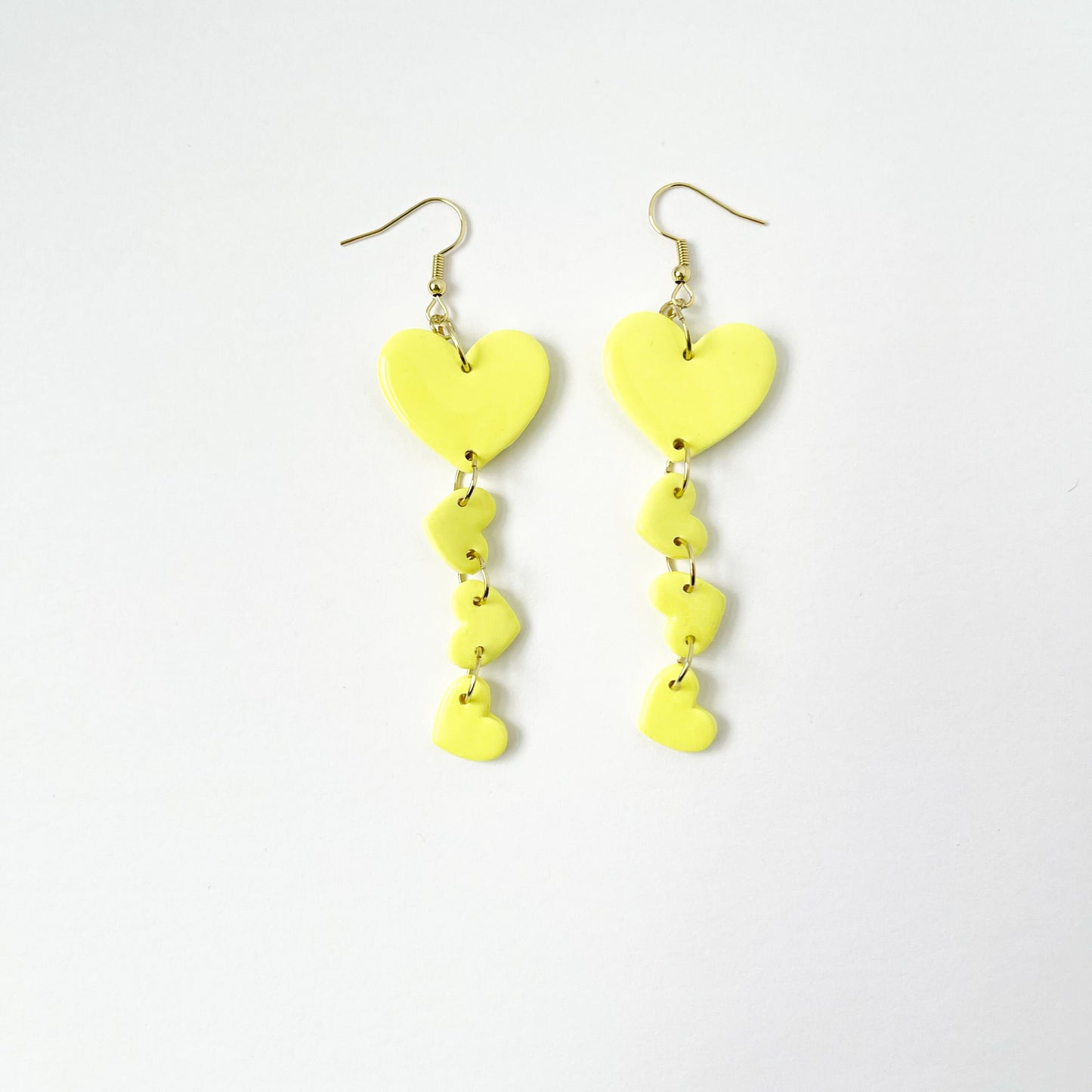 Sunshine Hearts Dangle Earrings, Valentine's and Galentine’s Day, Polymer Clay Earrings, Hypoallergenic, Lightweight, Great Gift For Friends