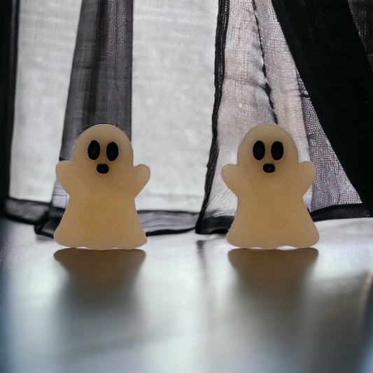 Glow-in-the-Dark Cream Ghost Stud Earrings