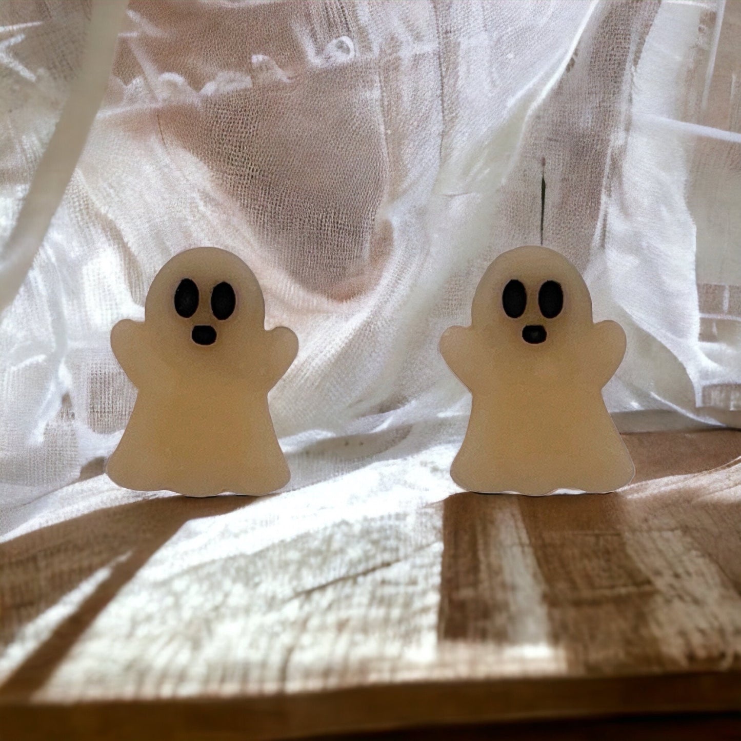 Glow-in-the-Dark Cream Ghost Stud Earrings