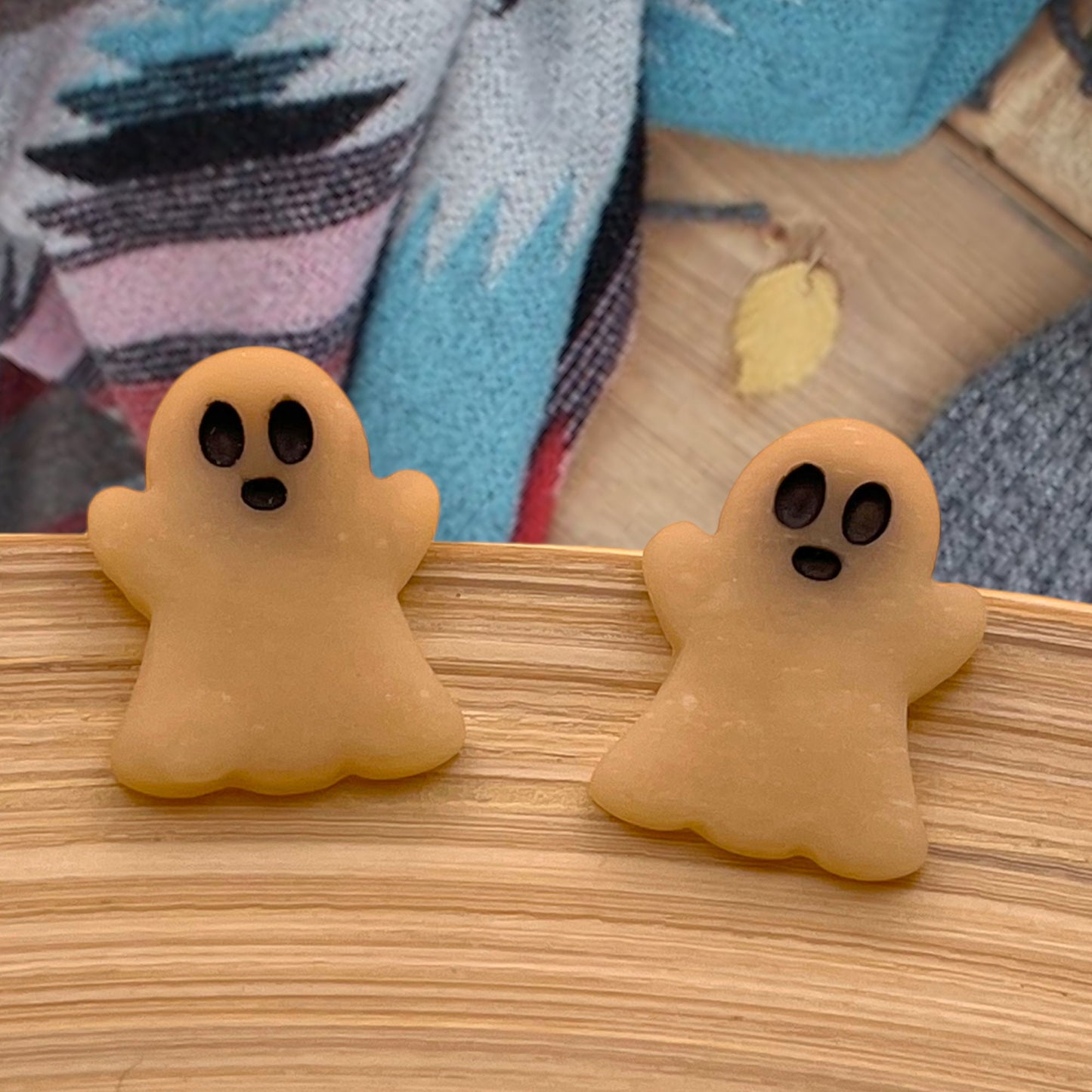 Glow-in-the-Dark Cream Ghost Stud Earrings