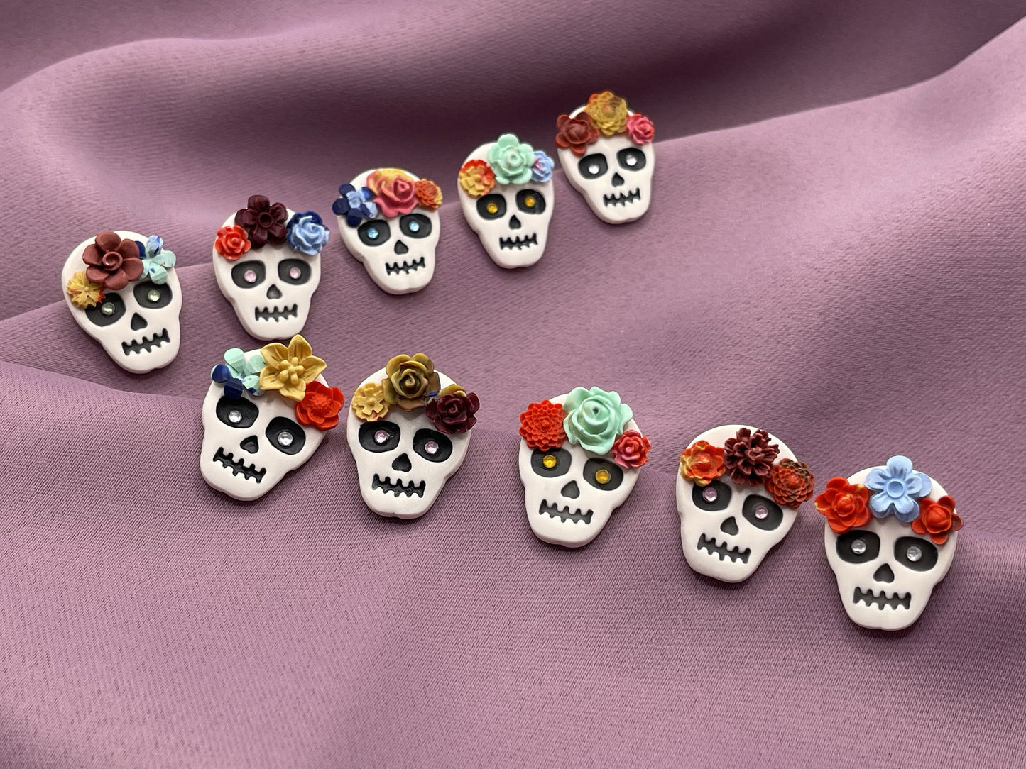 Sugar Skull Polymer Clay Stud Earrings